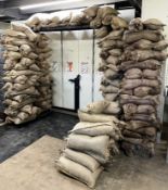 War Themed Sandbag Entranceway, 2 x Sandbag Columns & Loose Sandbag Props