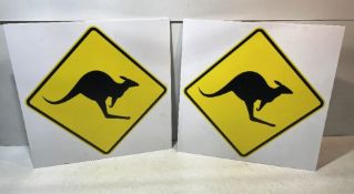 2 x Caution Kangaroo Signs