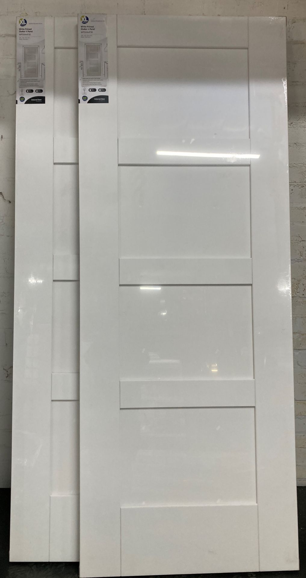 2 x XLJoinery Shaker 4-Panel Engineered Solid Core Internal Wooden Doors | White Primed | WPSHA4P30