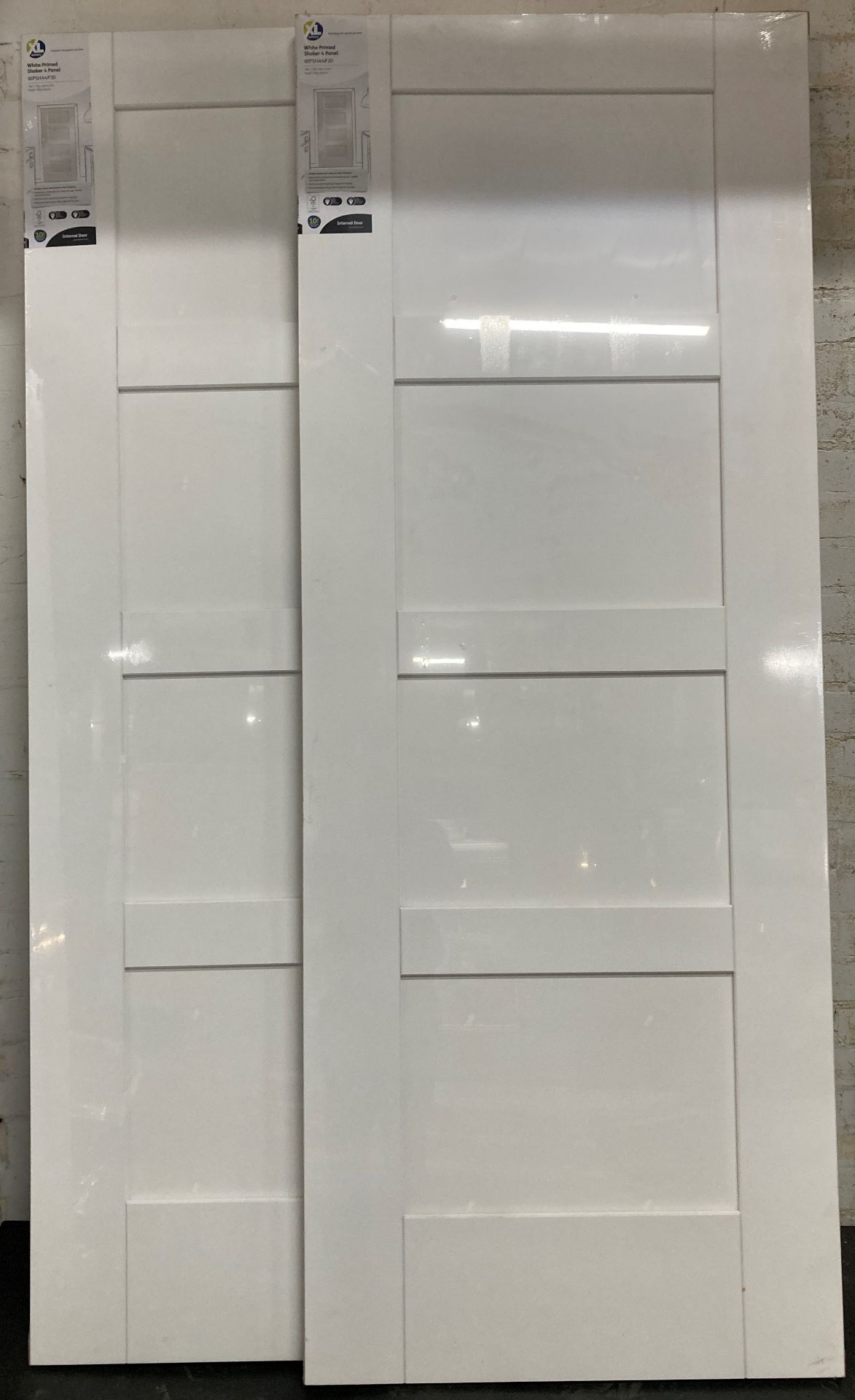 2 x XLJoinery Shaker 4-Panel Engineered Solid Core Internal Wooden Doors | White Primed | WPSHA4P30