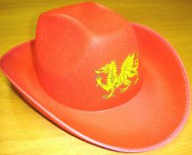 Approx 1,200 Novelty Red Cowboy Hats w/ Gold Dragon Design - RRP£4.00