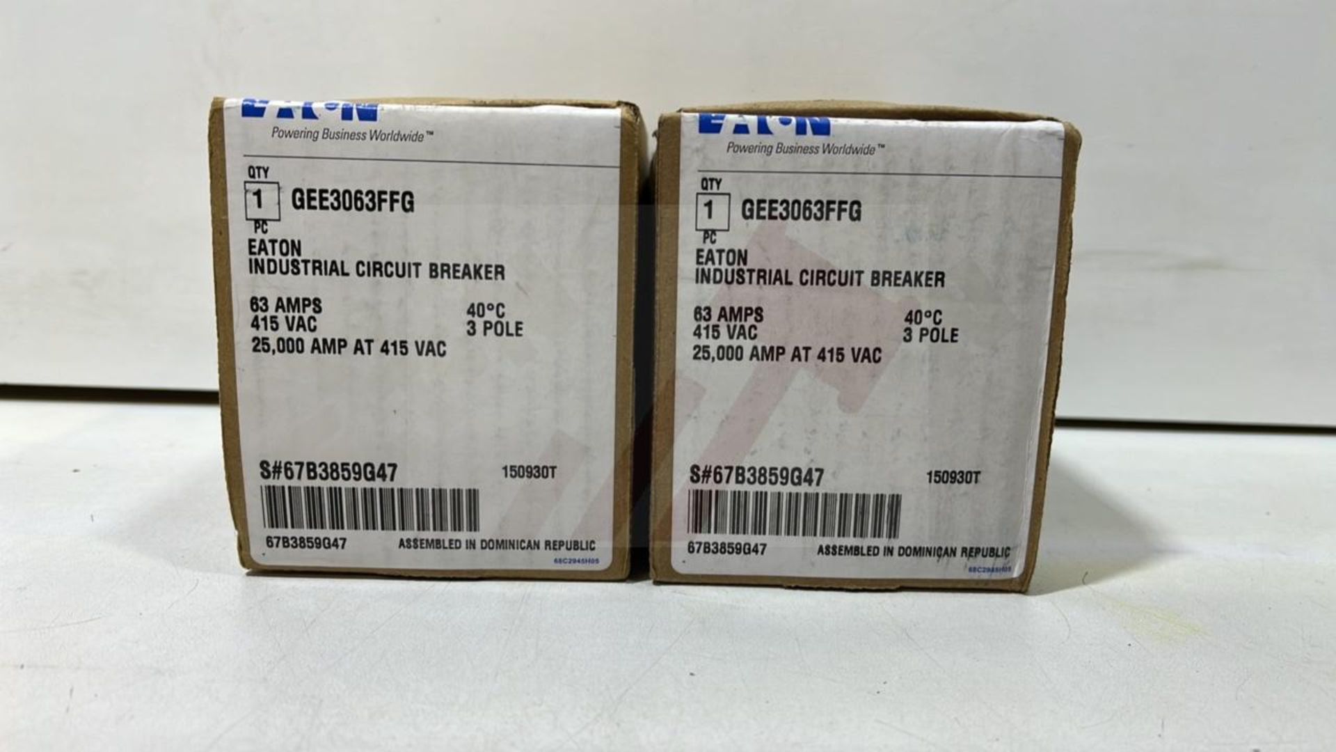 2 x Eaton GEE3063FFG Industrial Circuit Breakers