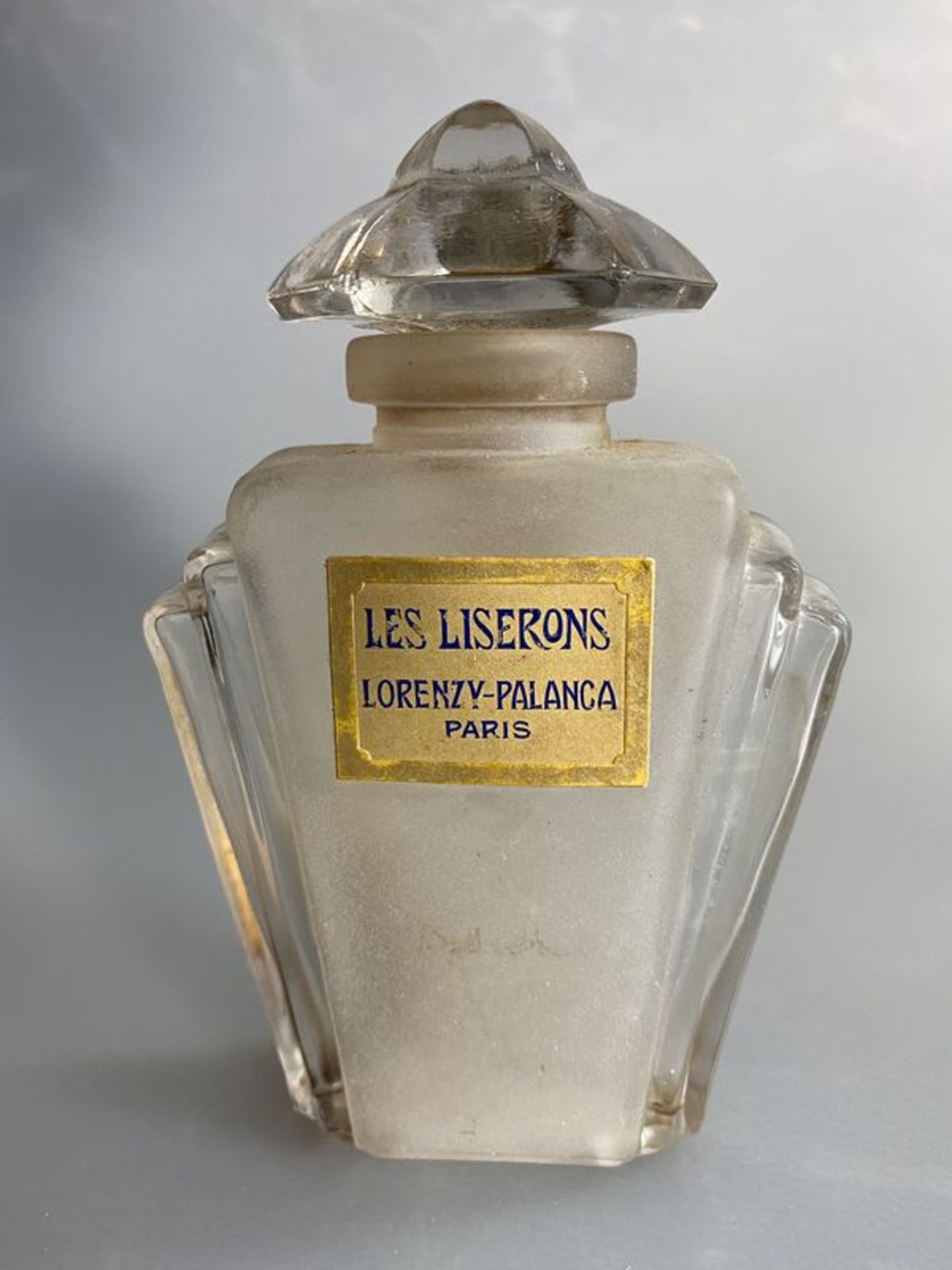 Flacon de parfum (vide) : Les Liserons de LORENZY-PALANCA, Paris, étiquette [...]