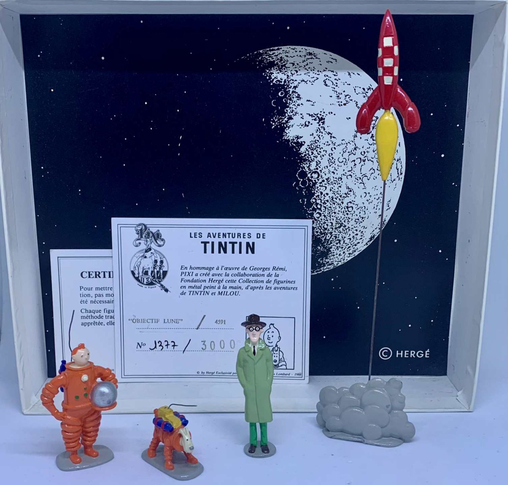 TINTIN HERGE PIXI 4591: Reiseziel Mond. Handbemalte Bleifiguren, Tim und Struppi, Snowy, Baxter