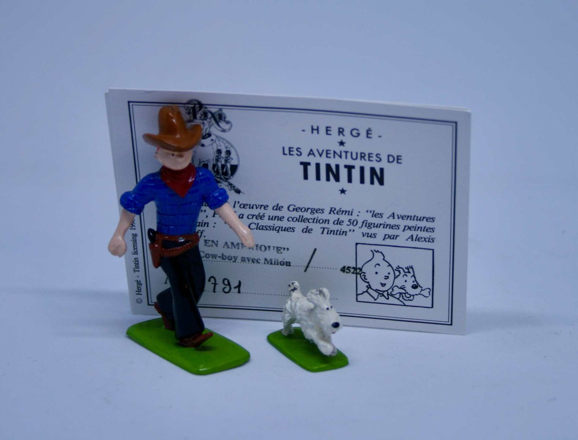 TINTIN HERGE PIXI 4522:,Handbemalte Bleifigur, Tim und Struppi als Cowboy zu Pferd n°1791, Tim und