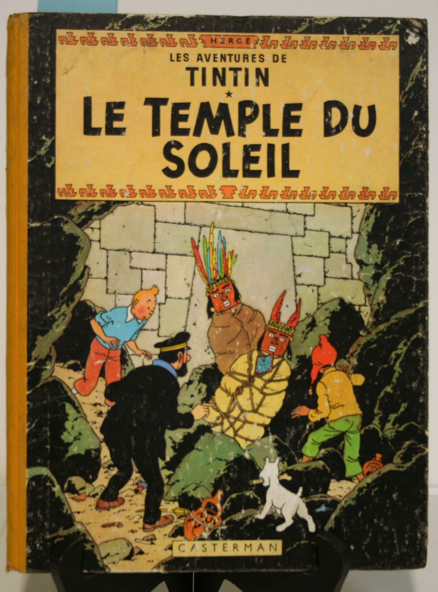 TINTIN HERGE TIM UND STRUPPI - BAND 14 - DER TEMPEL DER SONNE Gelber Rücken und 4. Platte B12. Guter