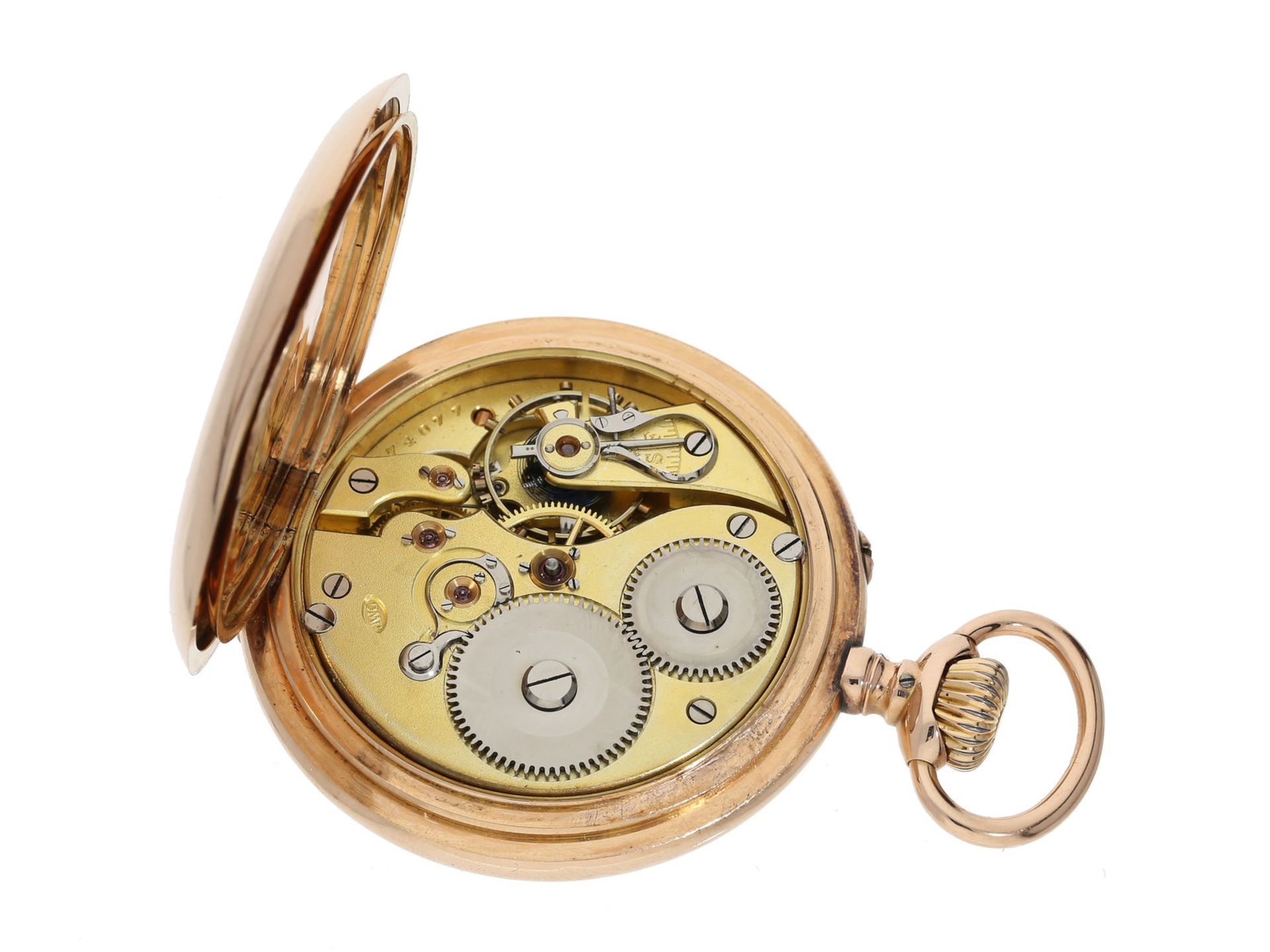 Taschenuhr: sehr schöne große und massive 14K Gold Herrenuhr von IWC, ca. 1902Ca. Ø - Bild 4 aus 4