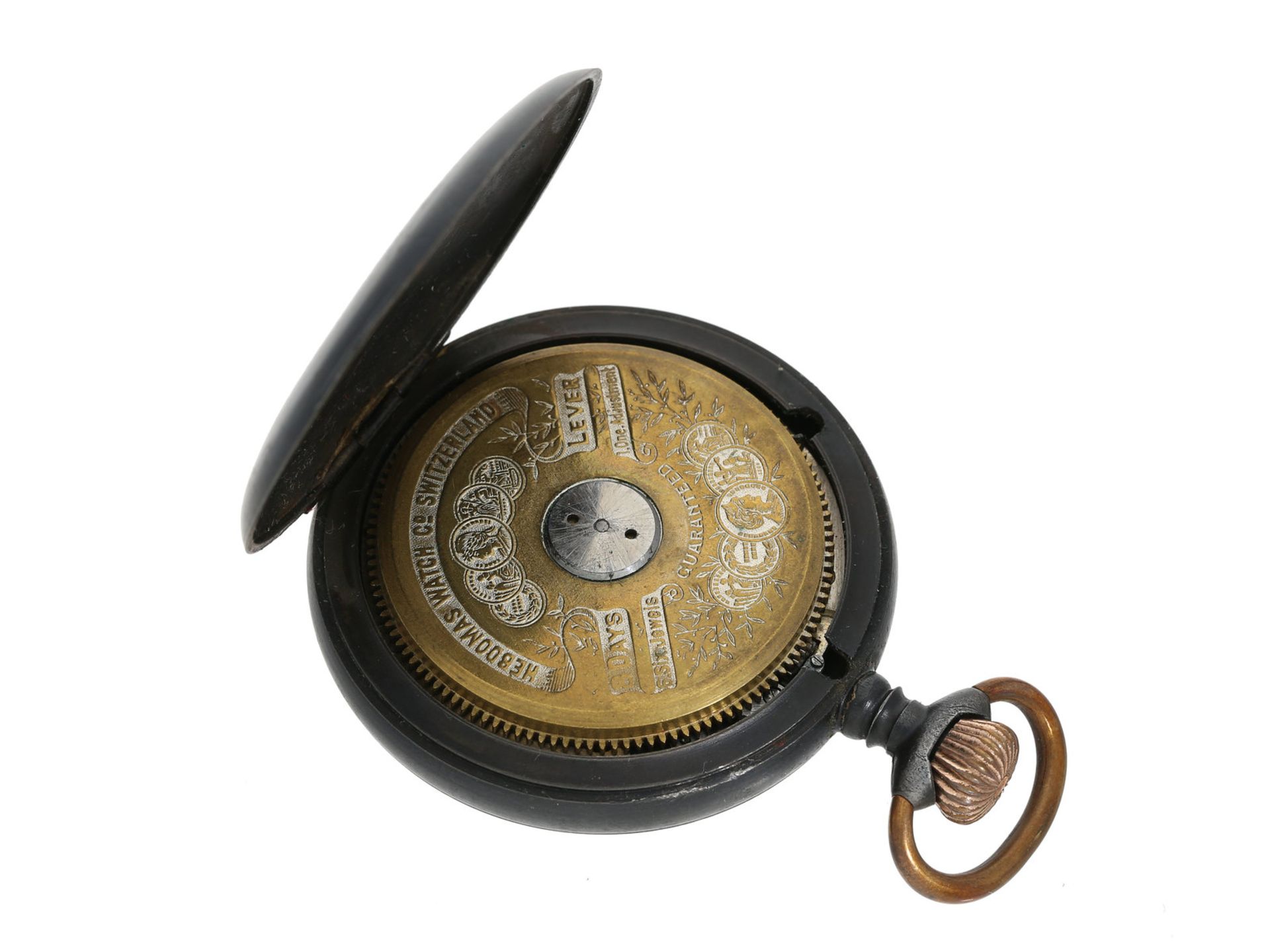 Taschenuhr: sehr seltene Hebdomas 8-Tage-Taschenuhr mit Kalender, gefertigt für Bennett, New Yo - Bild 2 aus 2