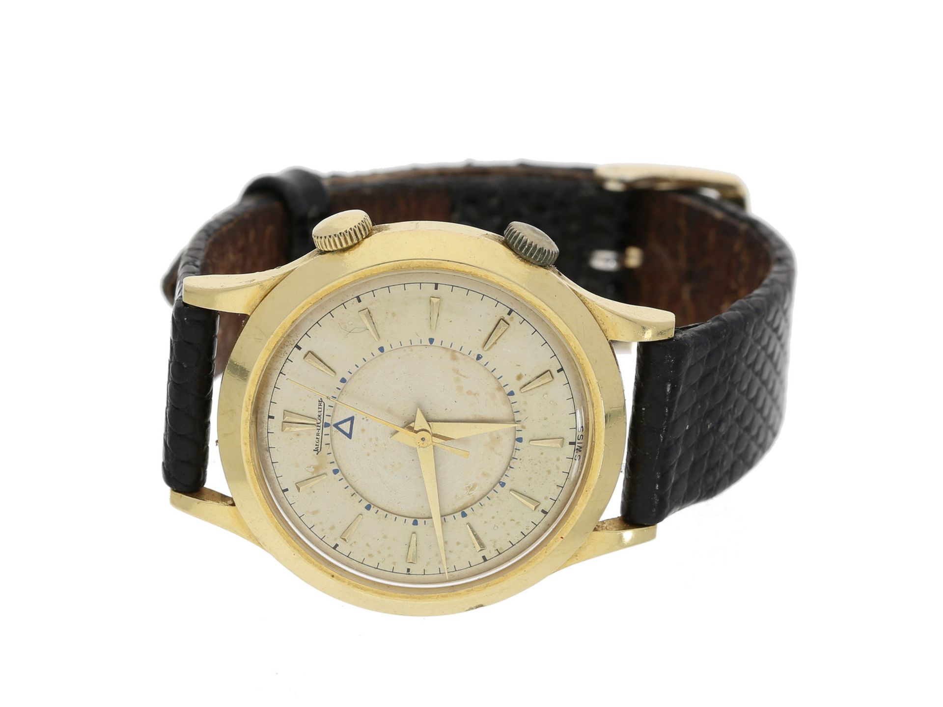 Armbanduhr: vintage Jaeger Le Coultre Memovox in 18K Gold, 50er-JahreCa. Ø34mm, 18K G