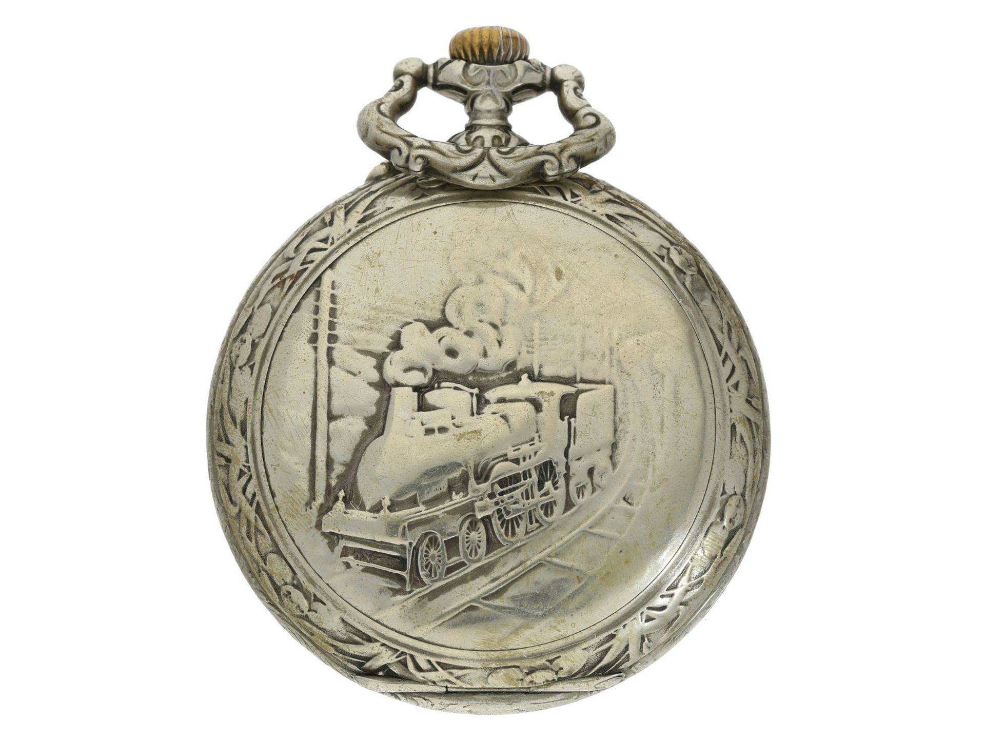 Taschenuhr: übergroße antimagnetische Jugendstil Reliefuhr von Doxa, Eisenbahneruhr Typ Regula - Bild 2 aus 4