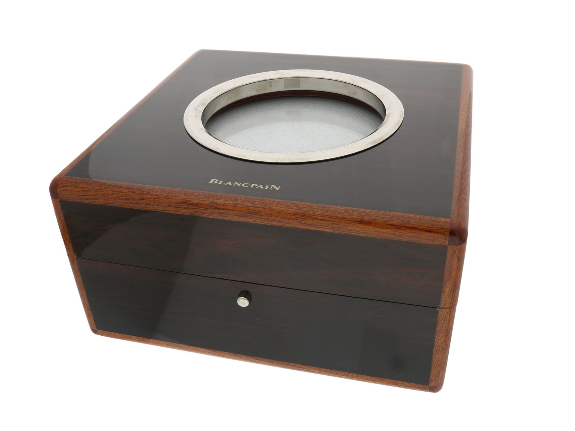 Uhrenbox: hochwertige, neuwertige Edelholz Armbanduhren-Box, original Blancpain Limited Edition,