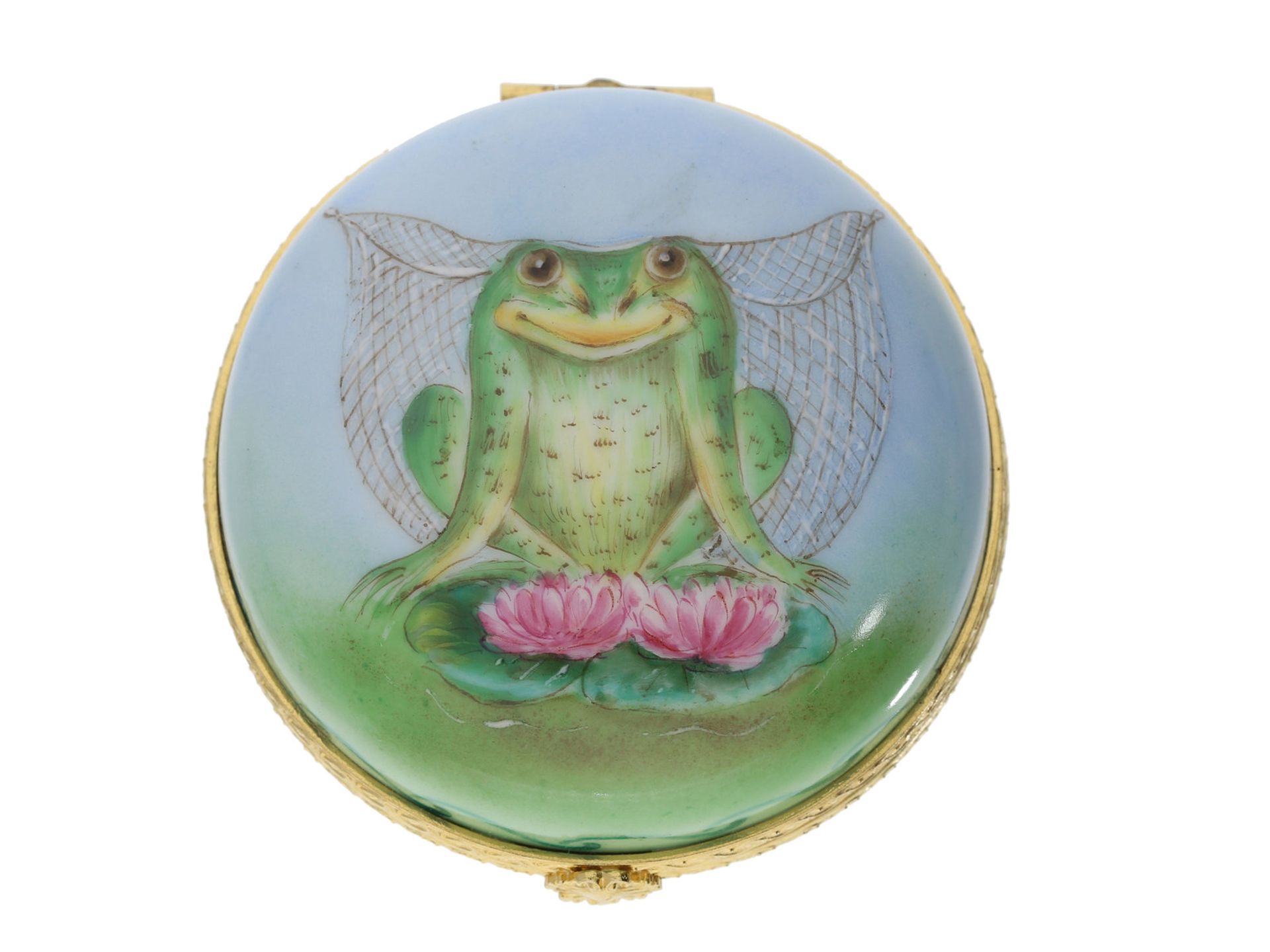 Dosenuhr: seltene vintage Dosenuhr mit versteckter Uhr, Laugerotte Paris/Limoges France, "Frosch - Bild 2 aus 3