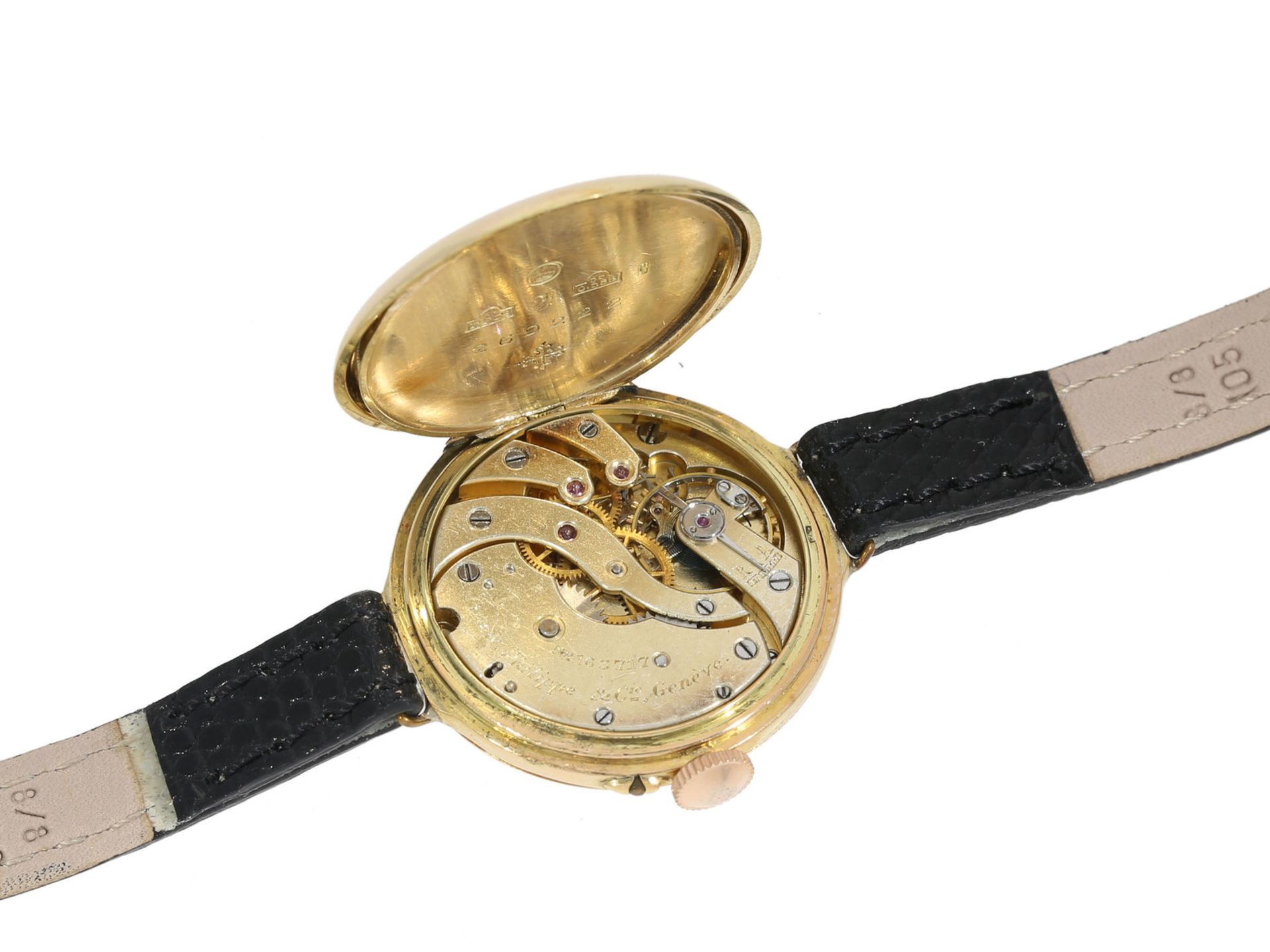 Armbanduhr: ganz frühe Patek Philippe Armbanduhr Typ "Offizier" 27mm, ca. 1910Ca. Ø2 - Bild 2 aus 2