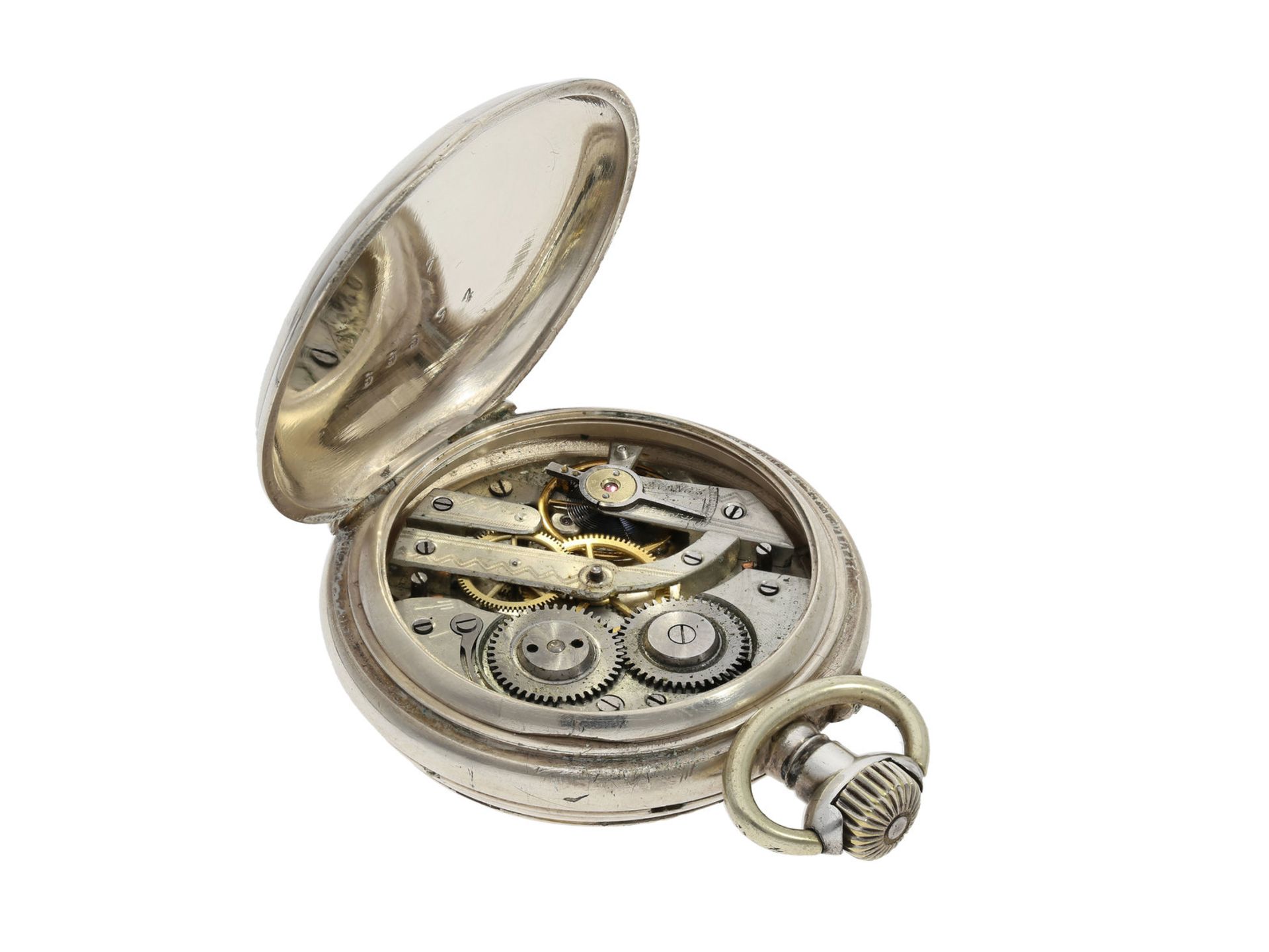 Taschenuhr: silberne astronomische Taschenuhr mit Vollkalender, ca. 1890Ca. Ø50mm, ca - Bild 2 aus 2