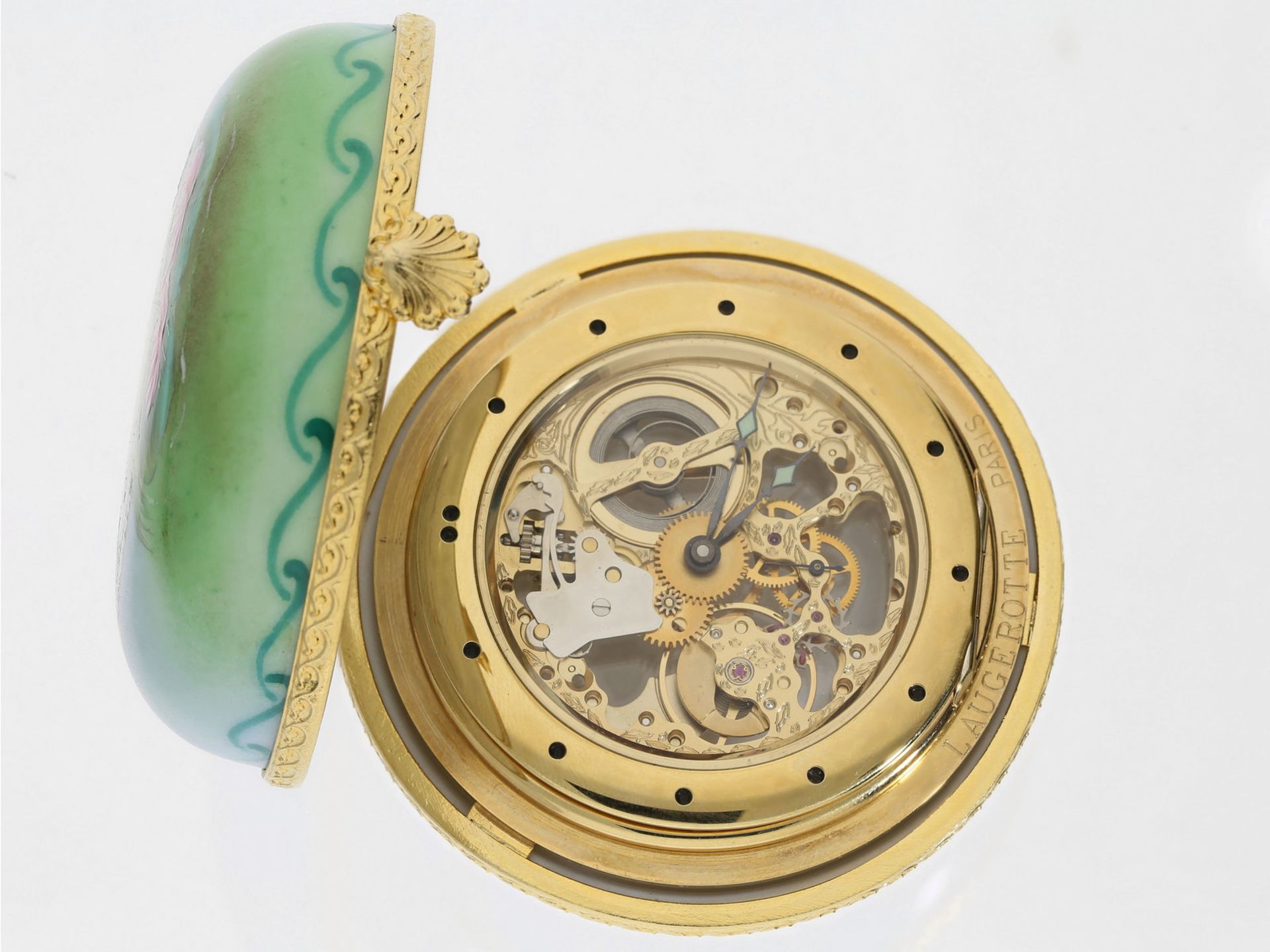 Dosenuhr: seltene vintage Dosenuhr mit versteckter Uhr, Laugerotte Paris/Limoges France, "Frosch - Bild 3 aus 3