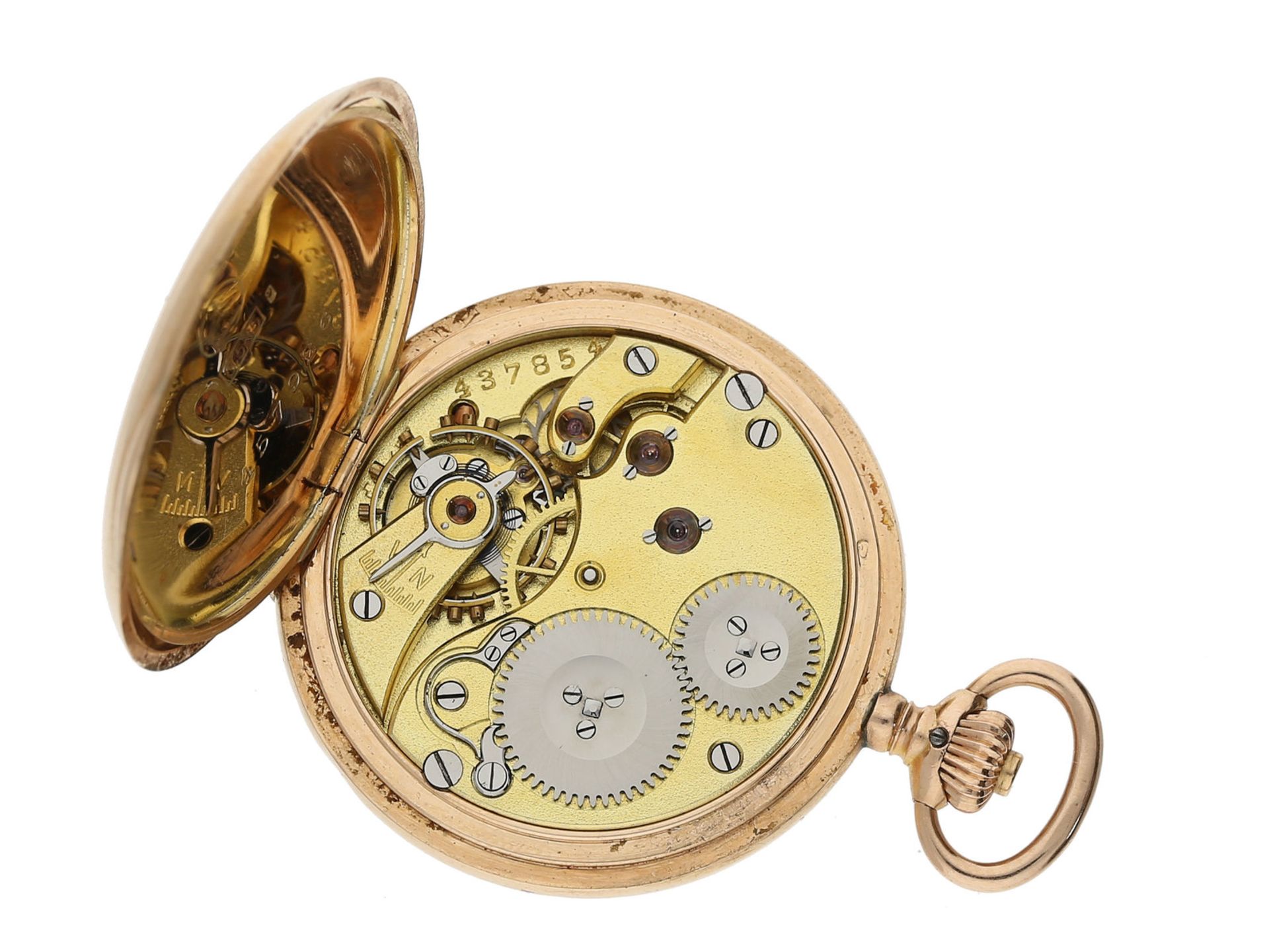 Taschenuhr: sehr schöne IWC Gold-Damenuhr feiner Qualität, ca. 1909Ca. Ø31mm, ca. 2 - Bild 3 aus 3