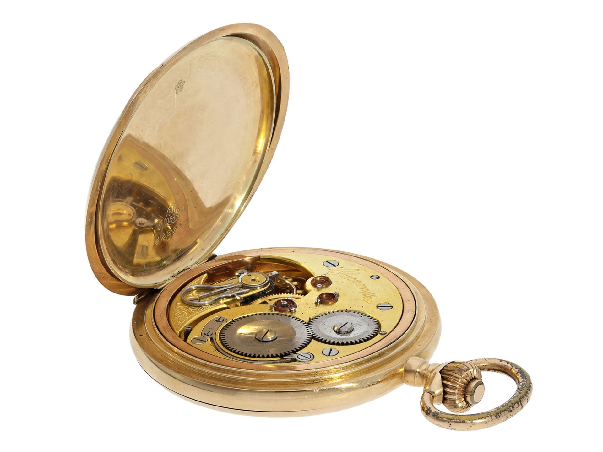 Taschenuhr: schweres und außergewöhnlich großes Schweizer Taschenchronometer mit Chronometerh - Bild 3 aus 7