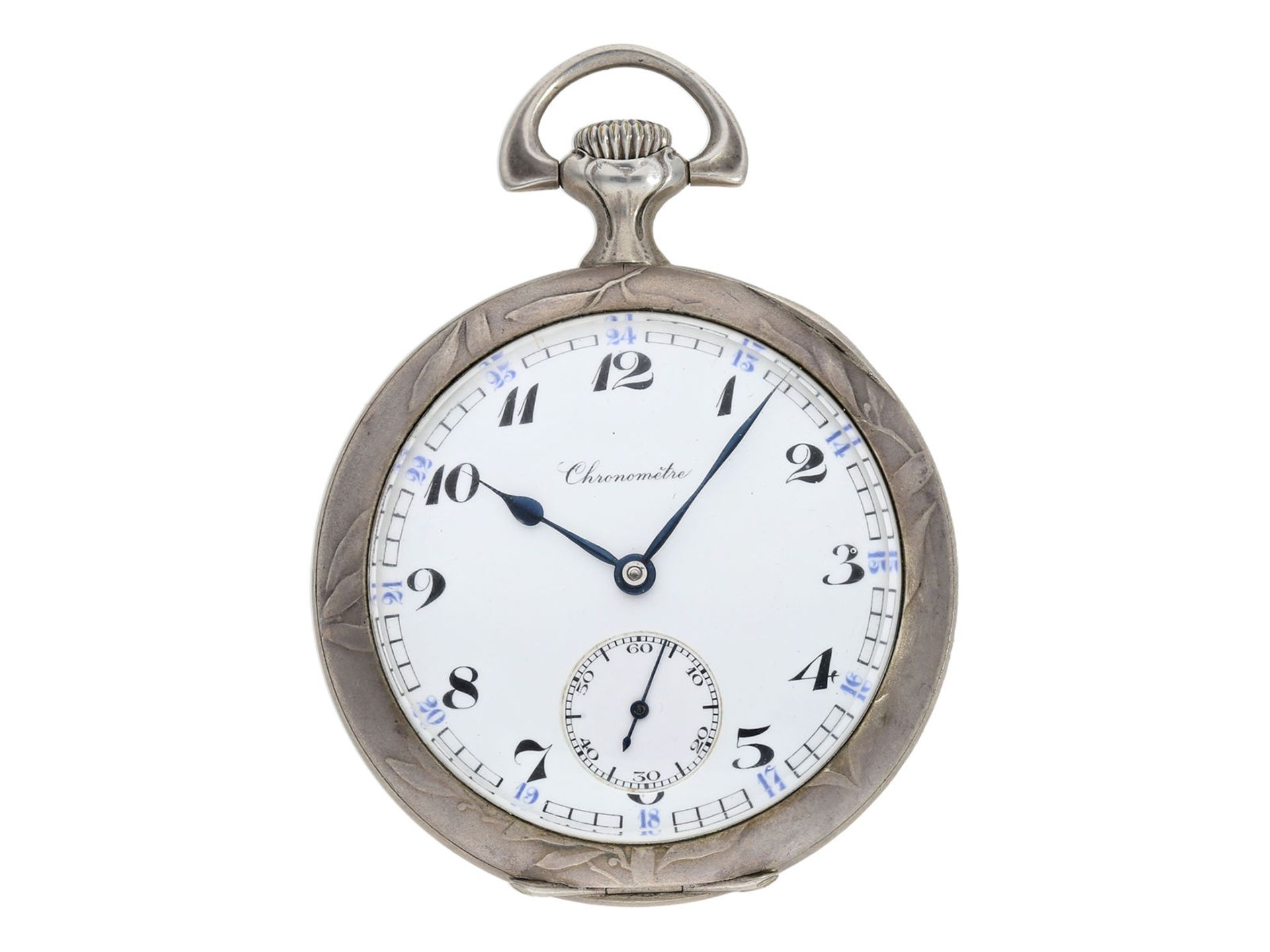 Taschenuhr: einzigartiges Chronometer mit Jugendstil-Reliefgehäuse, Schuluhr "Technicum Cantona - Image 2 of 5