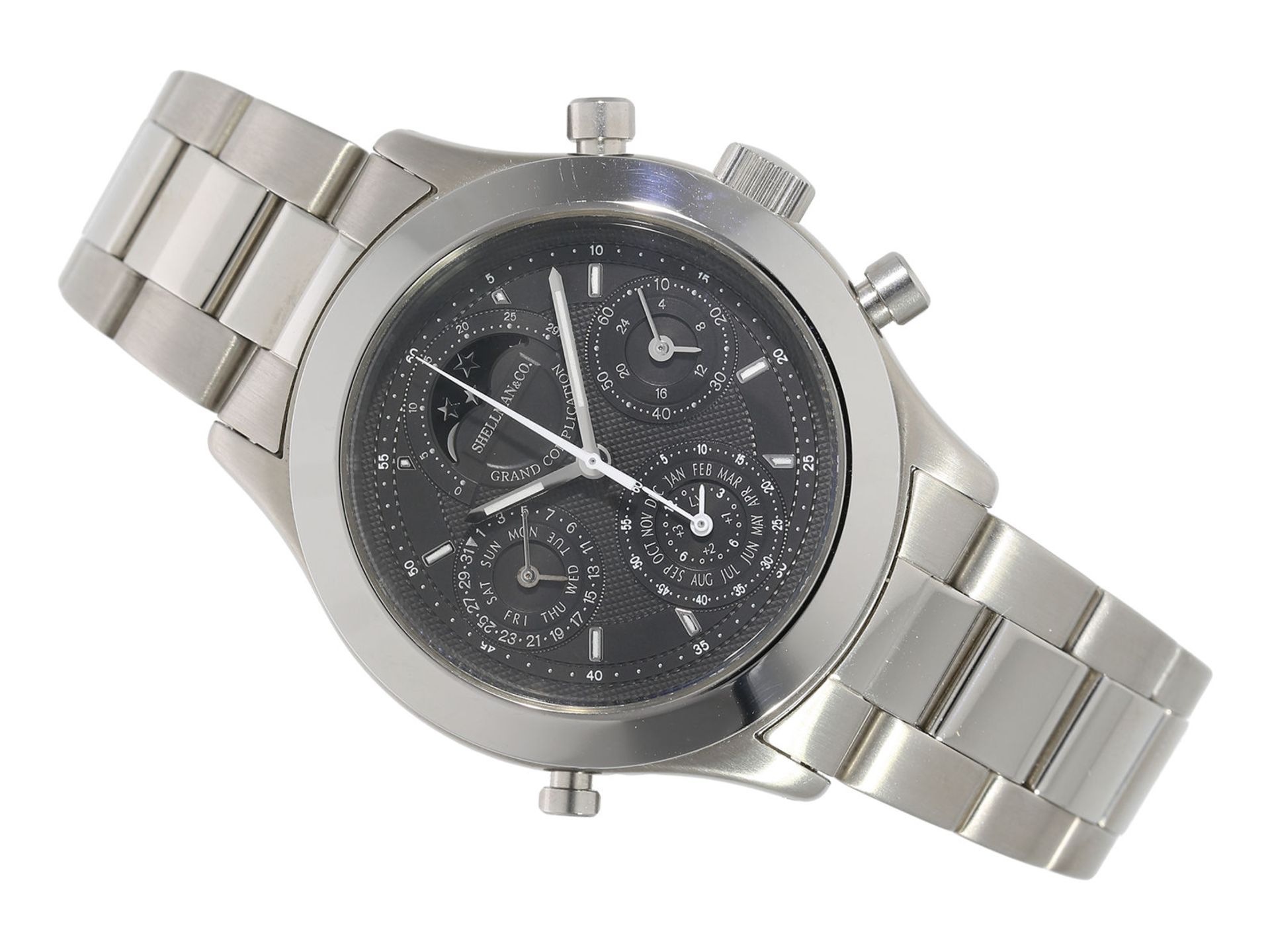 Armbanduhr: astronomische Herrenuhr, Shellman & Co. "Grand Complication" mit Chronograph, Minute - Bild 4 aus 6