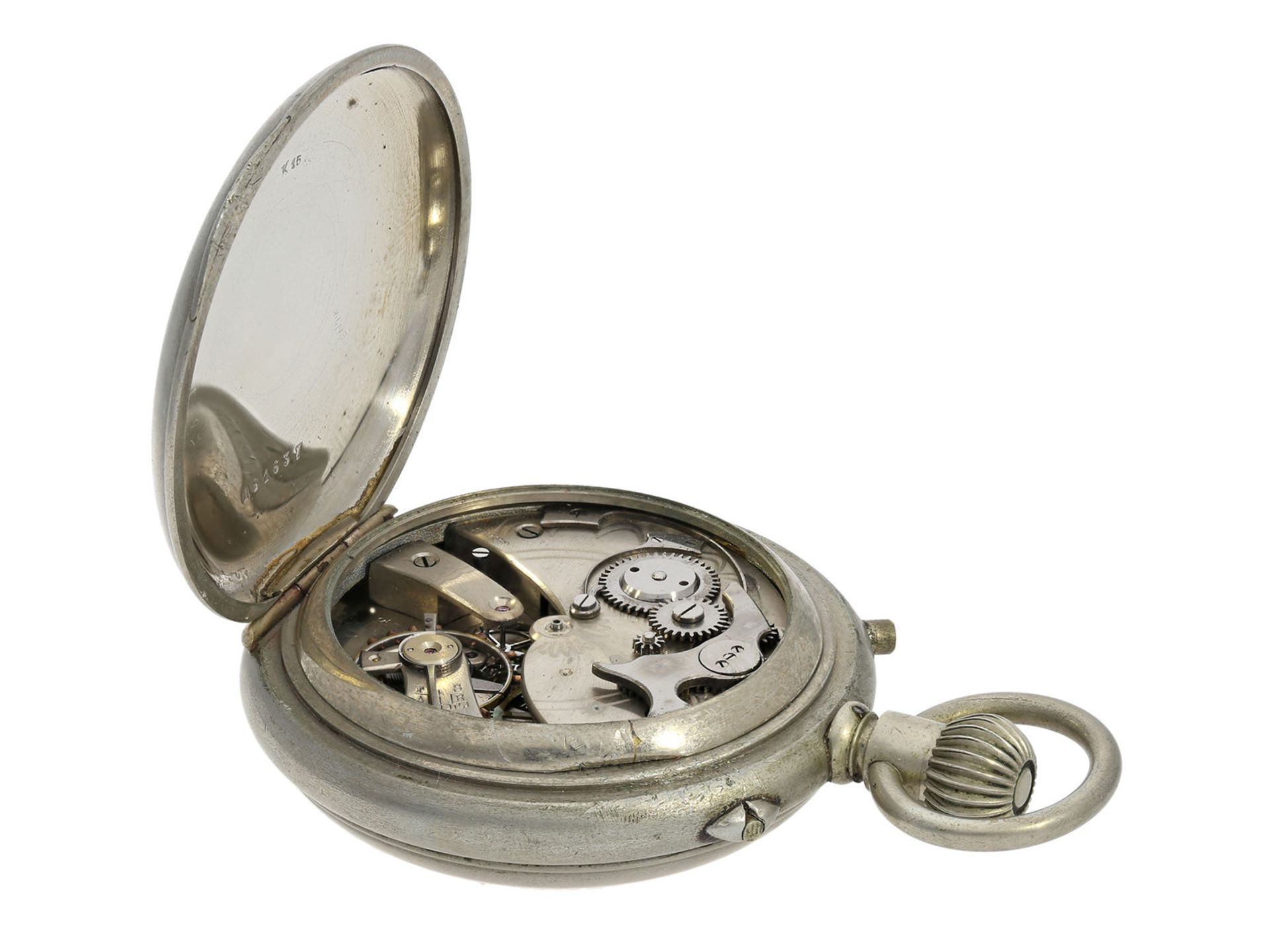 Taschenuhr: seltener Chronograph mit Schleppzeiger und Register, "Guinand's Jerome Park", ca.191 - Bild 3 aus 5