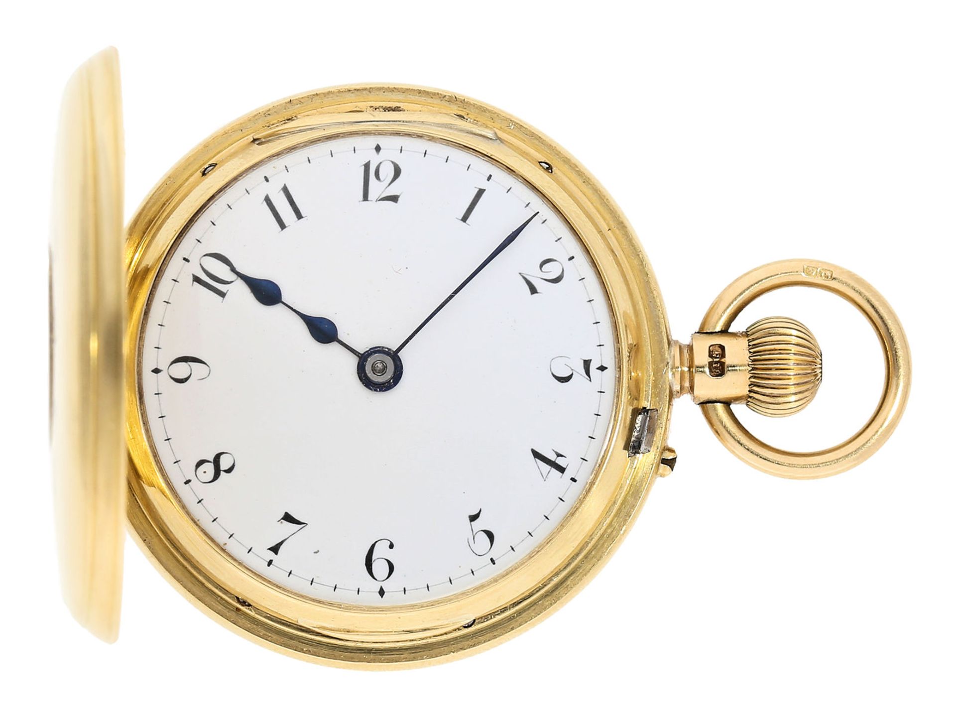 Taschenuhr: feine englische Halb-Savonnette, 18K Gold, George Cook London No.26167, Hallmarks Lo - Bild 2 aus 6