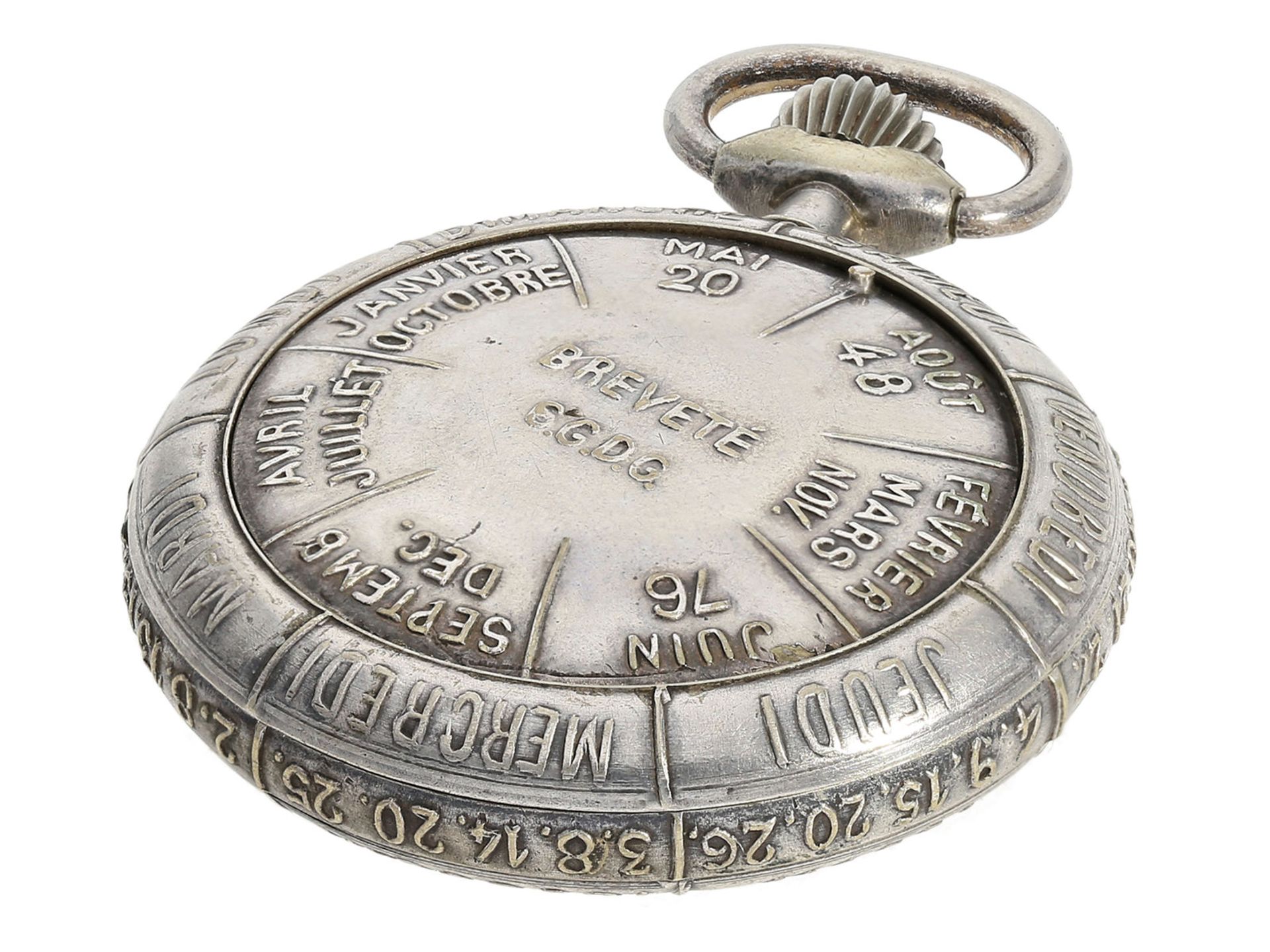 Taschenuhr: sehr seltene Taschenuhr mit beidseitigem, manuellen Jahreskalender, Frankreich um 19 - Image 3 of 5
