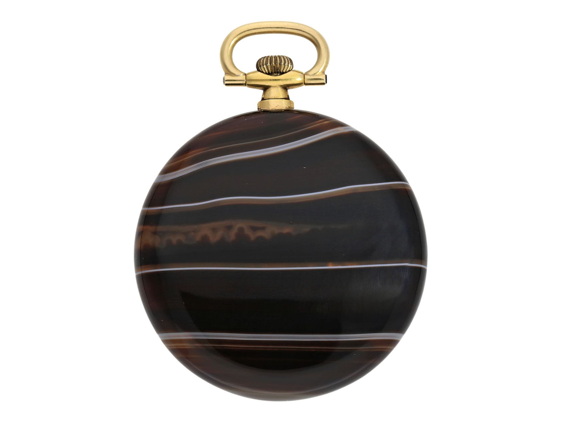 Pocket watch: Art déco dress watch in rare agate gold case, ca. 1925 - Image 2 of 3