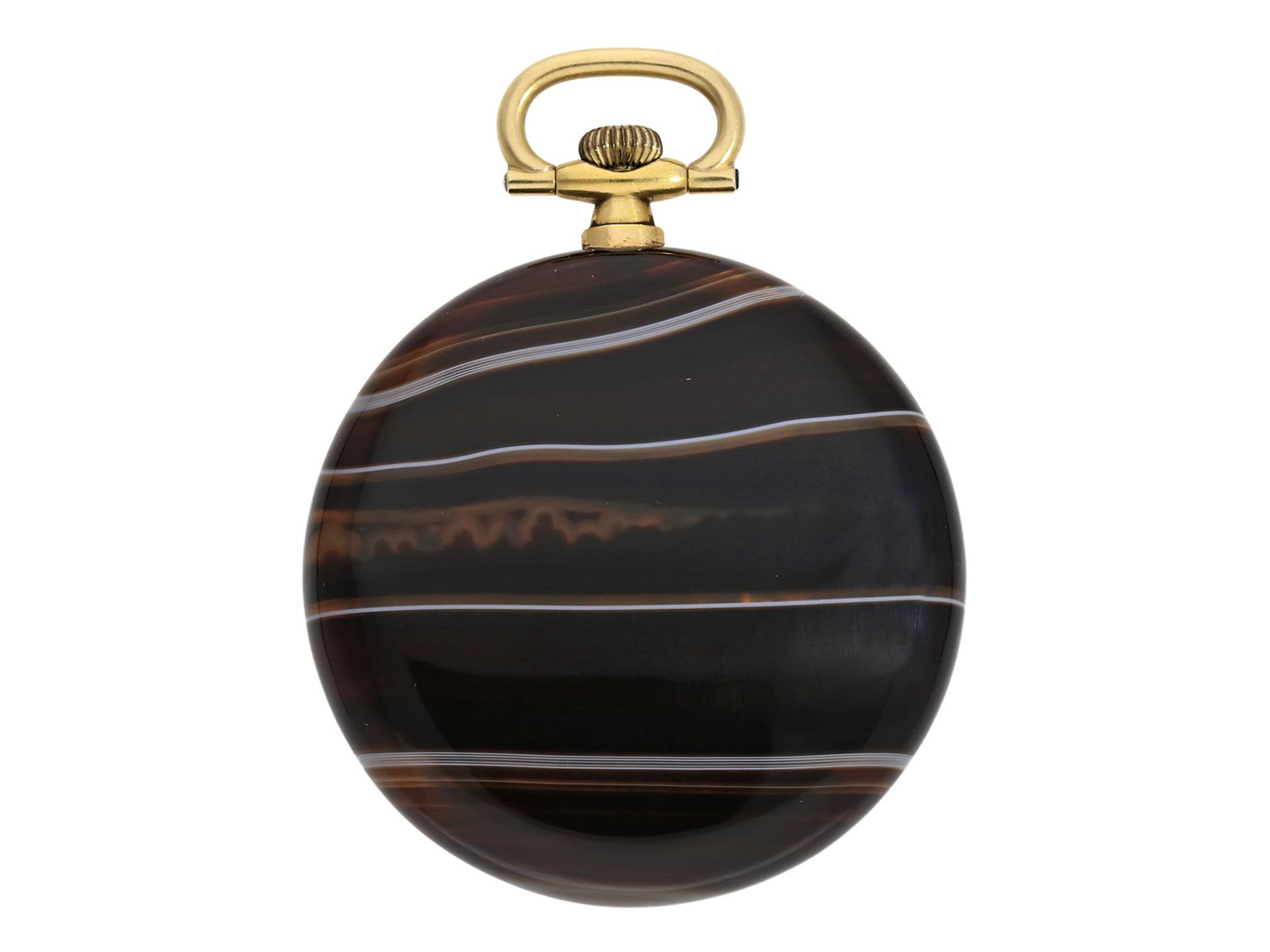 Pocket watch: Art déco dress watch in rare agate gold case, ca. 1925 - Bild 2 aus 3