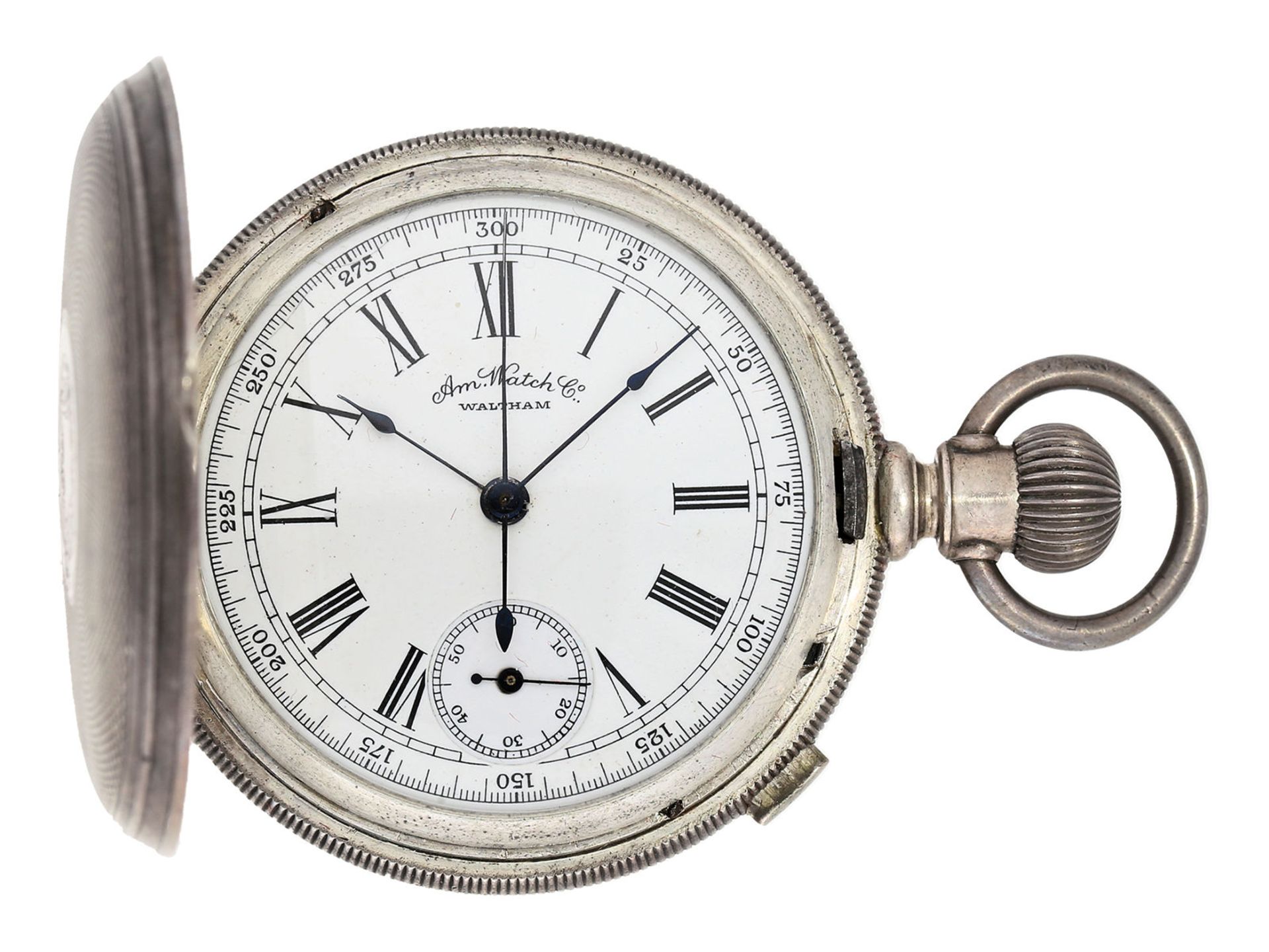 Pocket watch: rare early American pocket watch with chronograph, Waltham, ca. 1886