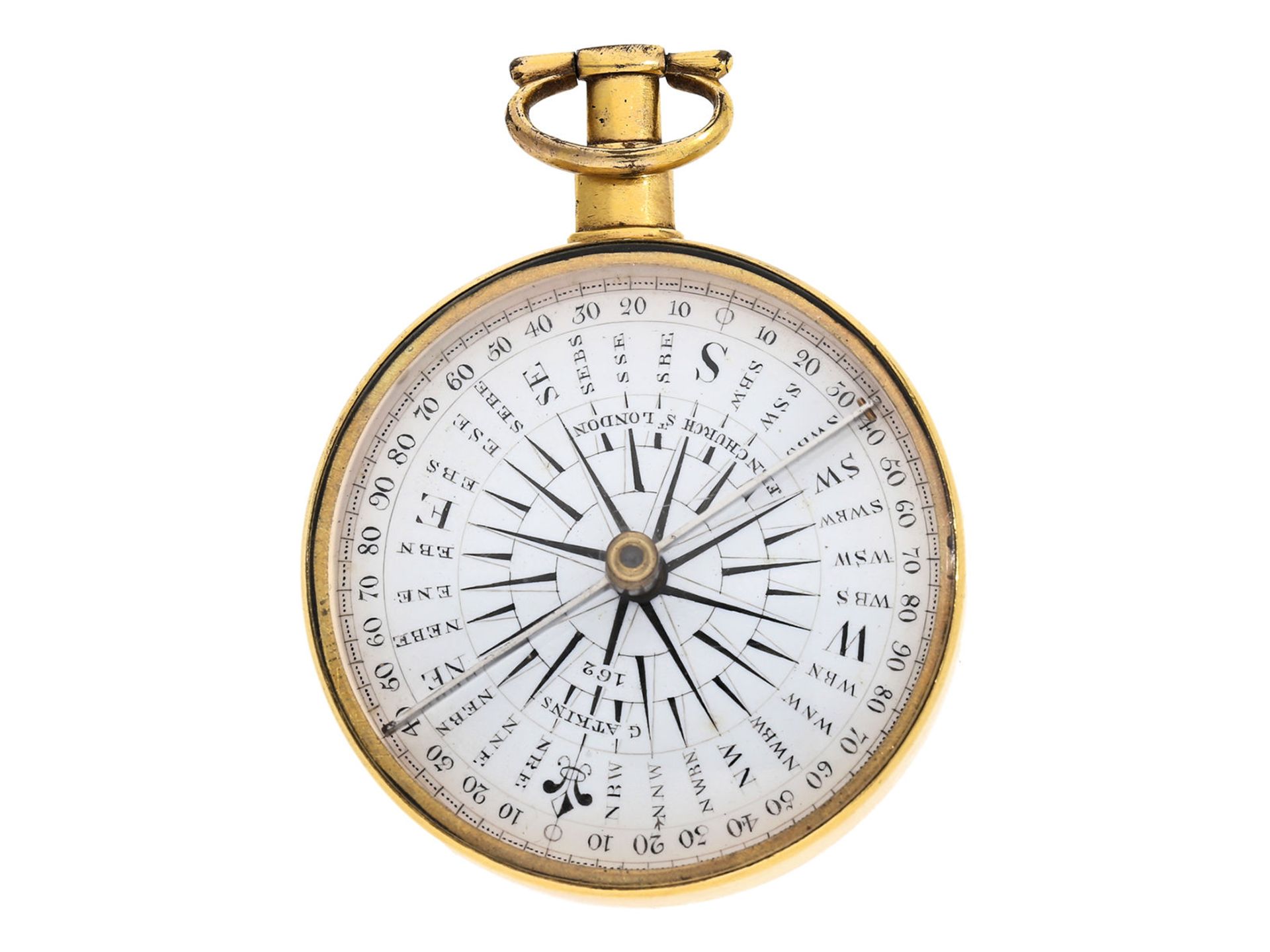 Taschenbarometer/Thermometer/Kompass: Konvolut aus einem Taschenbarometer und einem Taschenkompa