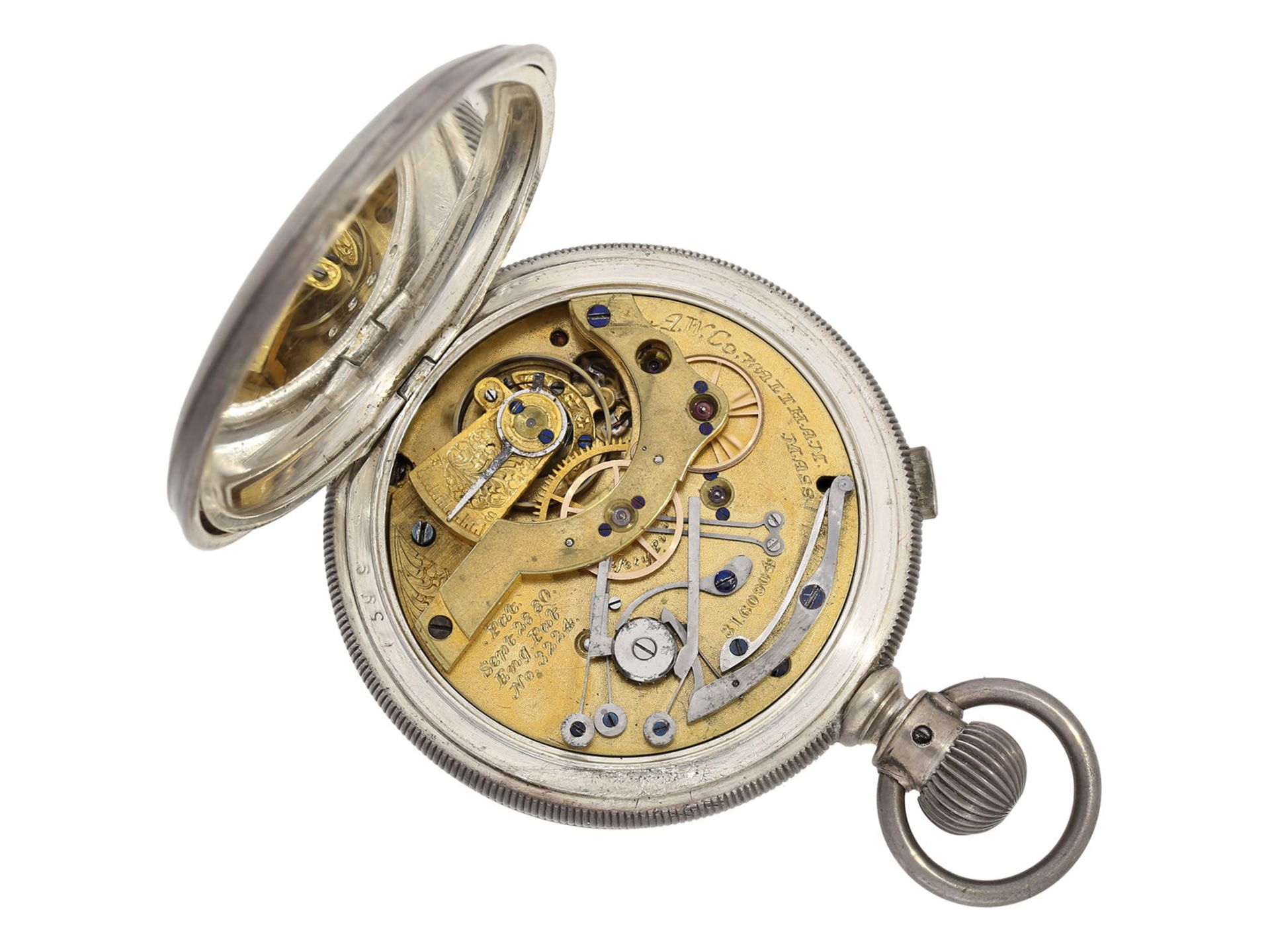 Pocket watch: rare early American pocket watch with chronograph, Waltham, ca. 1886 - Bild 2 aus 7