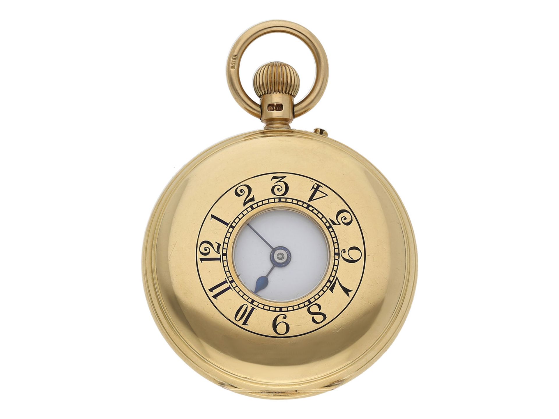 Taschenuhr: feine englische Halb-Savonnette, 18K Gold, George Cook London No.26167, Hallmarks Lo