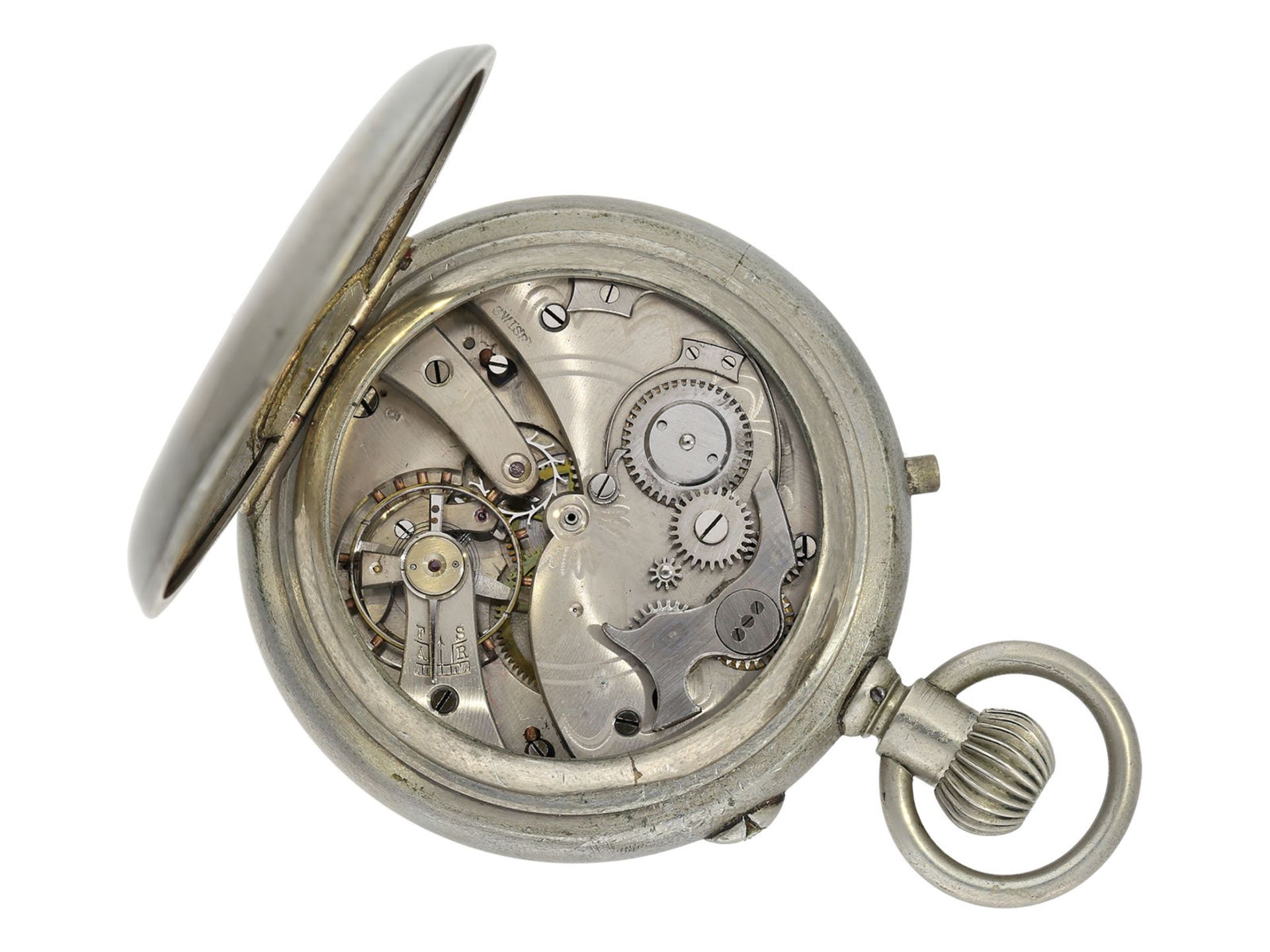 Taschenuhr: seltener Chronograph mit Schleppzeiger und Register, "Guinand's Jerome Park", ca.191 - Bild 2 aus 5