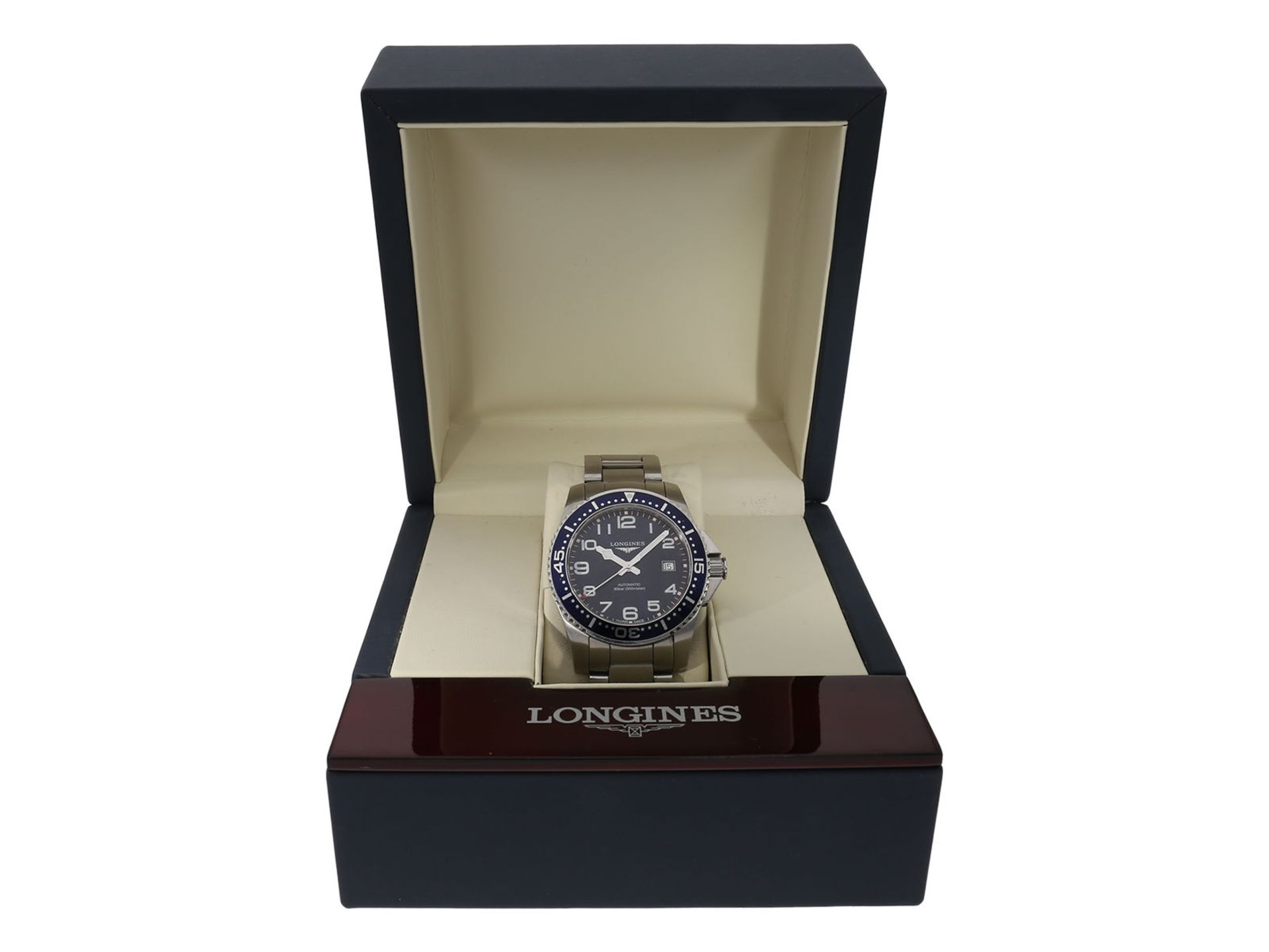 Armbanduhr: sportliche, automatische professionelle Longines Taucheruhr "HydroConquest" mit Box - Bild 8 aus 11