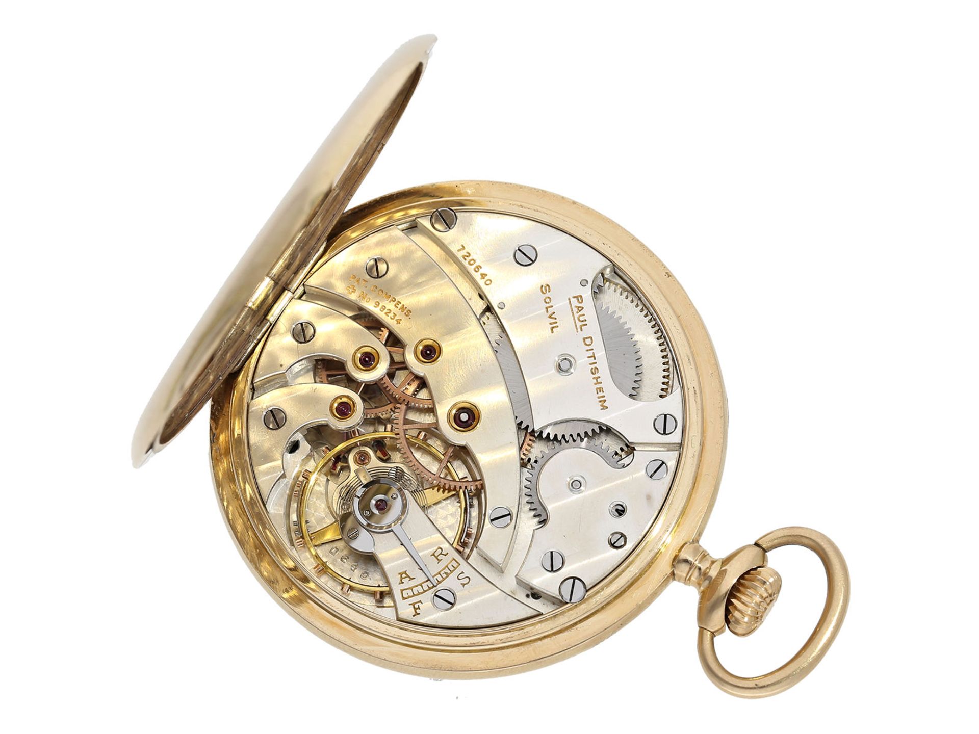 Taschenuhr: hochwertige Präzisionstaschenuhr um 1920, Ankerchronometer Paul Ditisheim Solvil</b - Bild 2 aus 6