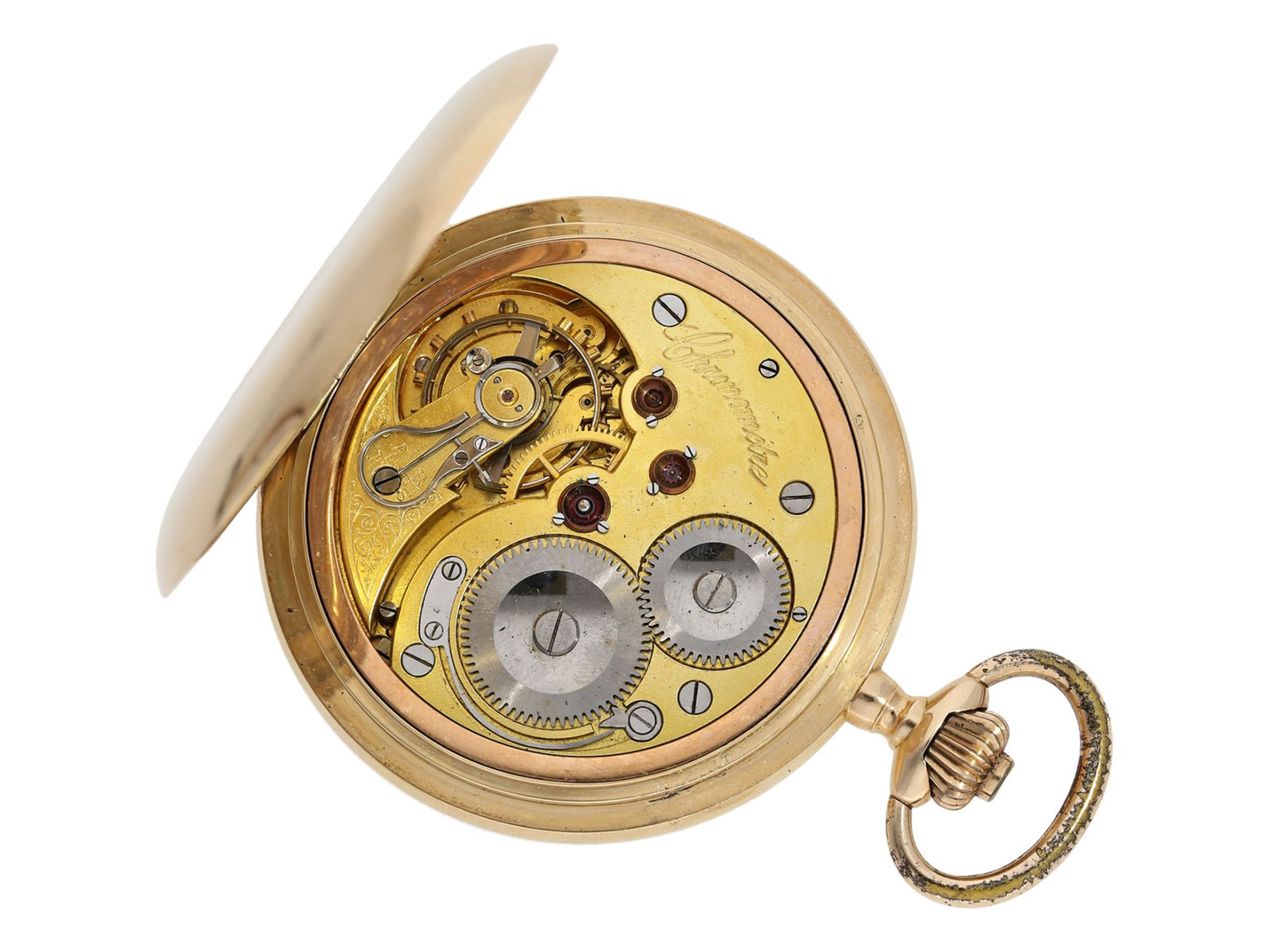 Taschenuhr: schweres und außergewöhnlich großes Schweizer Taschenchronometer mit Chronometerh - Bild 2 aus 7