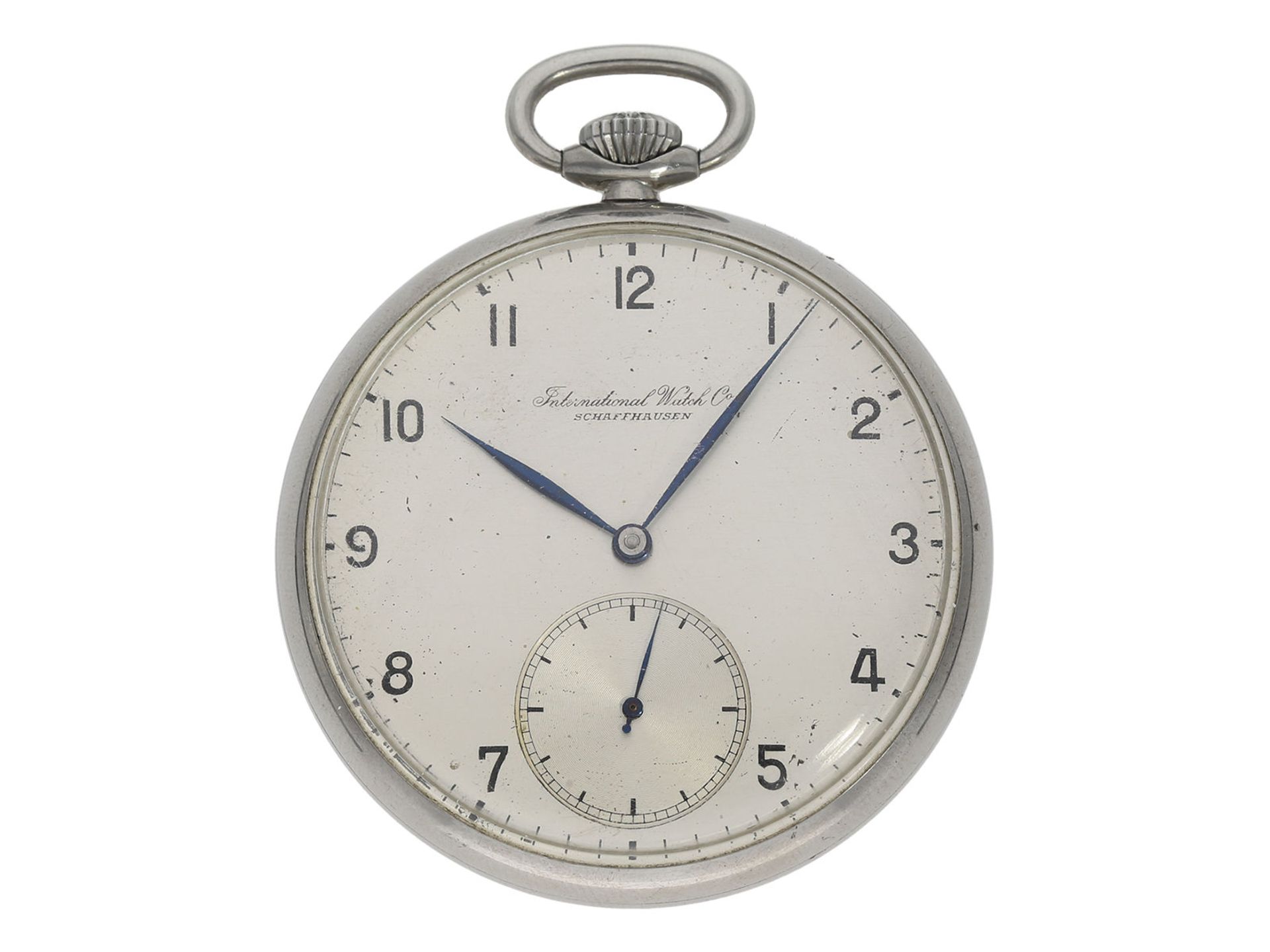 Pocket watch: very beautiful and rare IWC steel case pocket watch, Art déco, ca. 1940