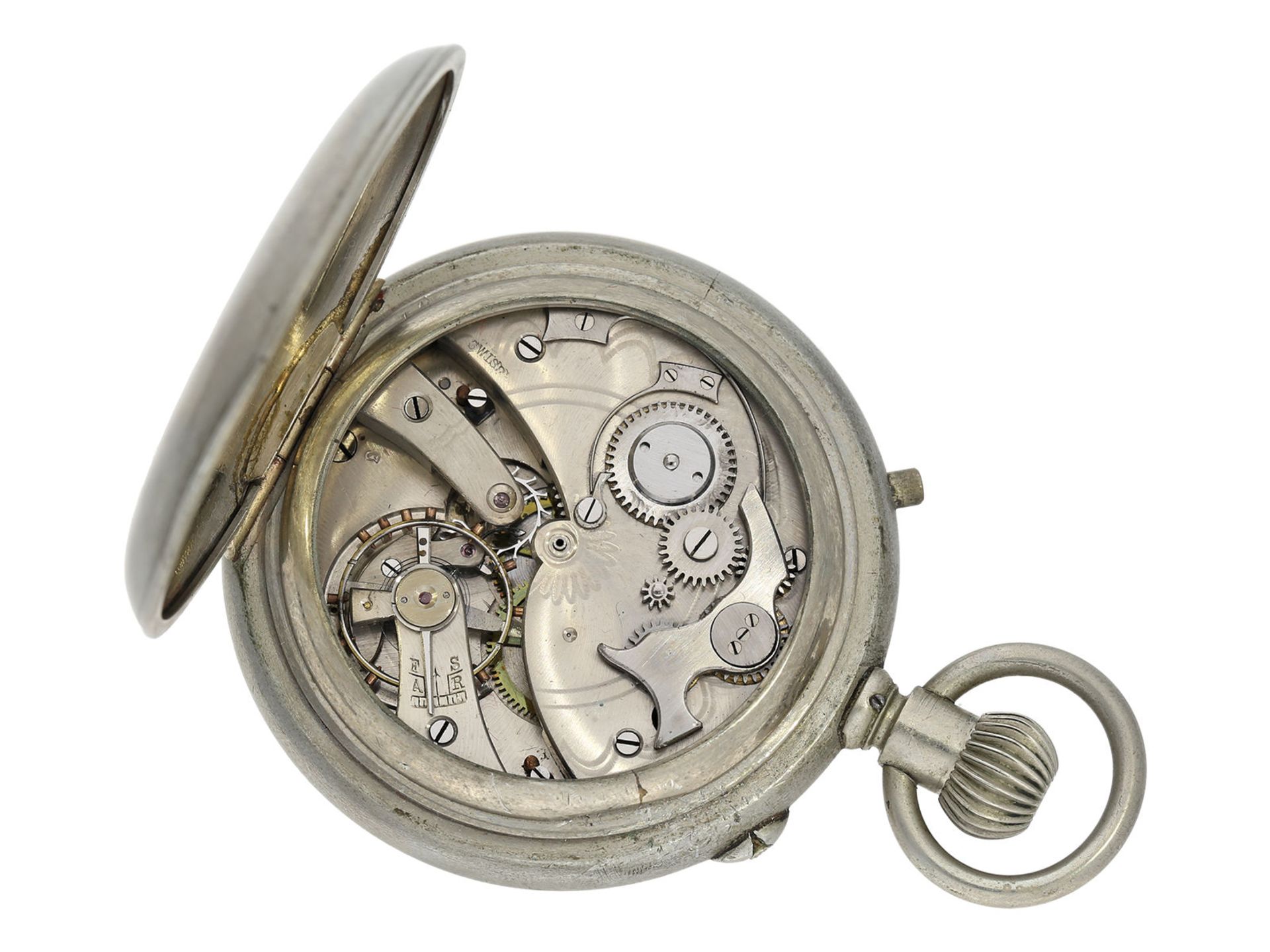 Taschenuhr: seltener Chronograph mit Schleppzeiger und Register, "Guinand's Jerome Park", ca.191 - Bild 4 aus 5