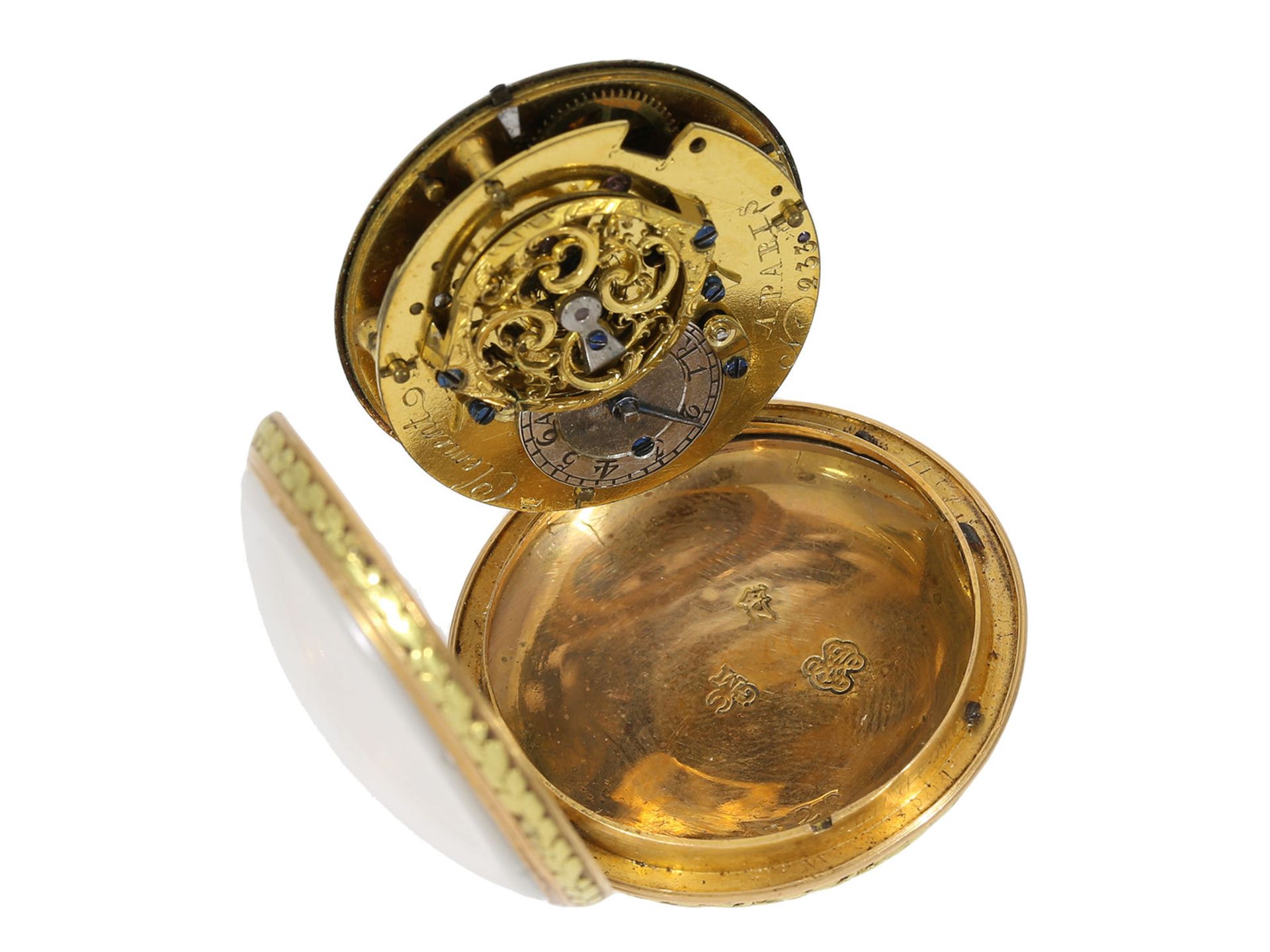 Pocket watch: Louis XV Lepine "à quatre couleurs", signed Clement Paris, ca. 1770 - Bild 4 aus 6