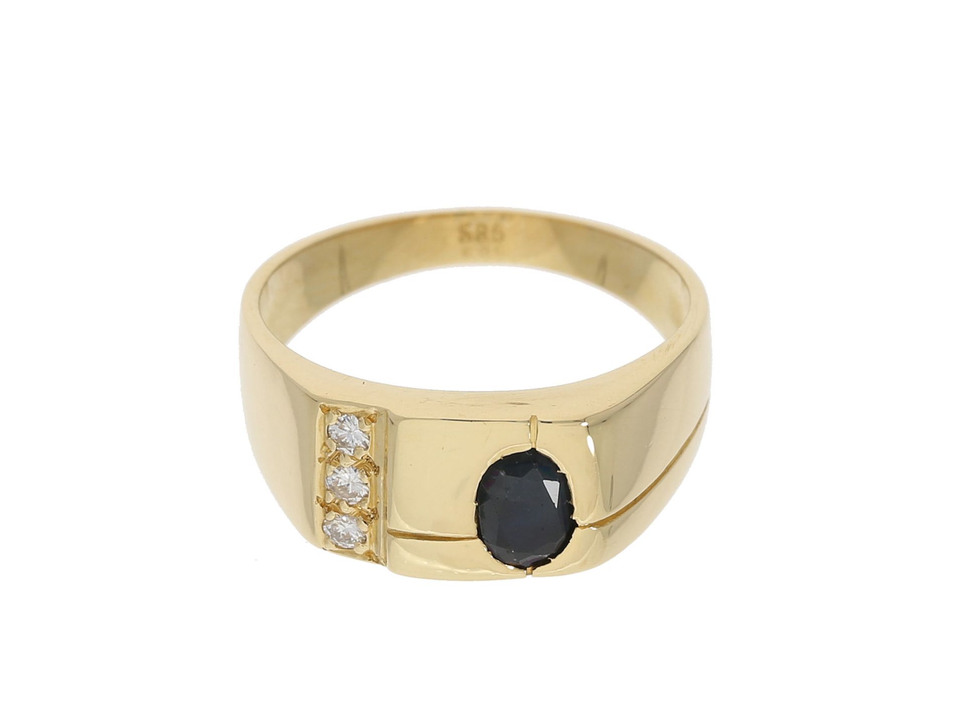 Ring: dekorativer vintage Saphir/Brillant-GoldschmiederingCa. Ø18mm, RG56, ca. 5,5g,