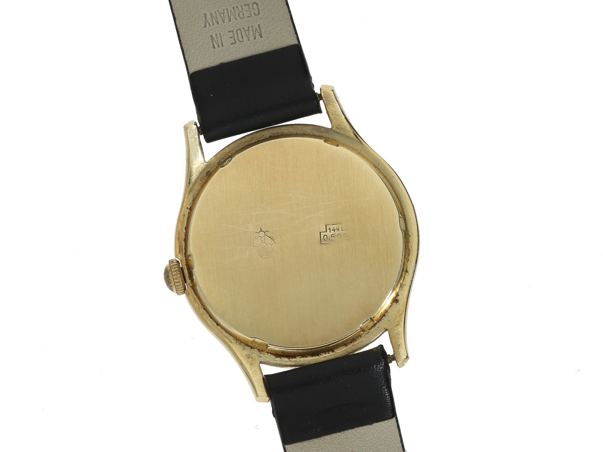 Armbanduhr: sehr attraktive goldene vintage Herrenuhr mit Zentralsekunde, Remo Export, ca.1950</ - Image 2 of 2