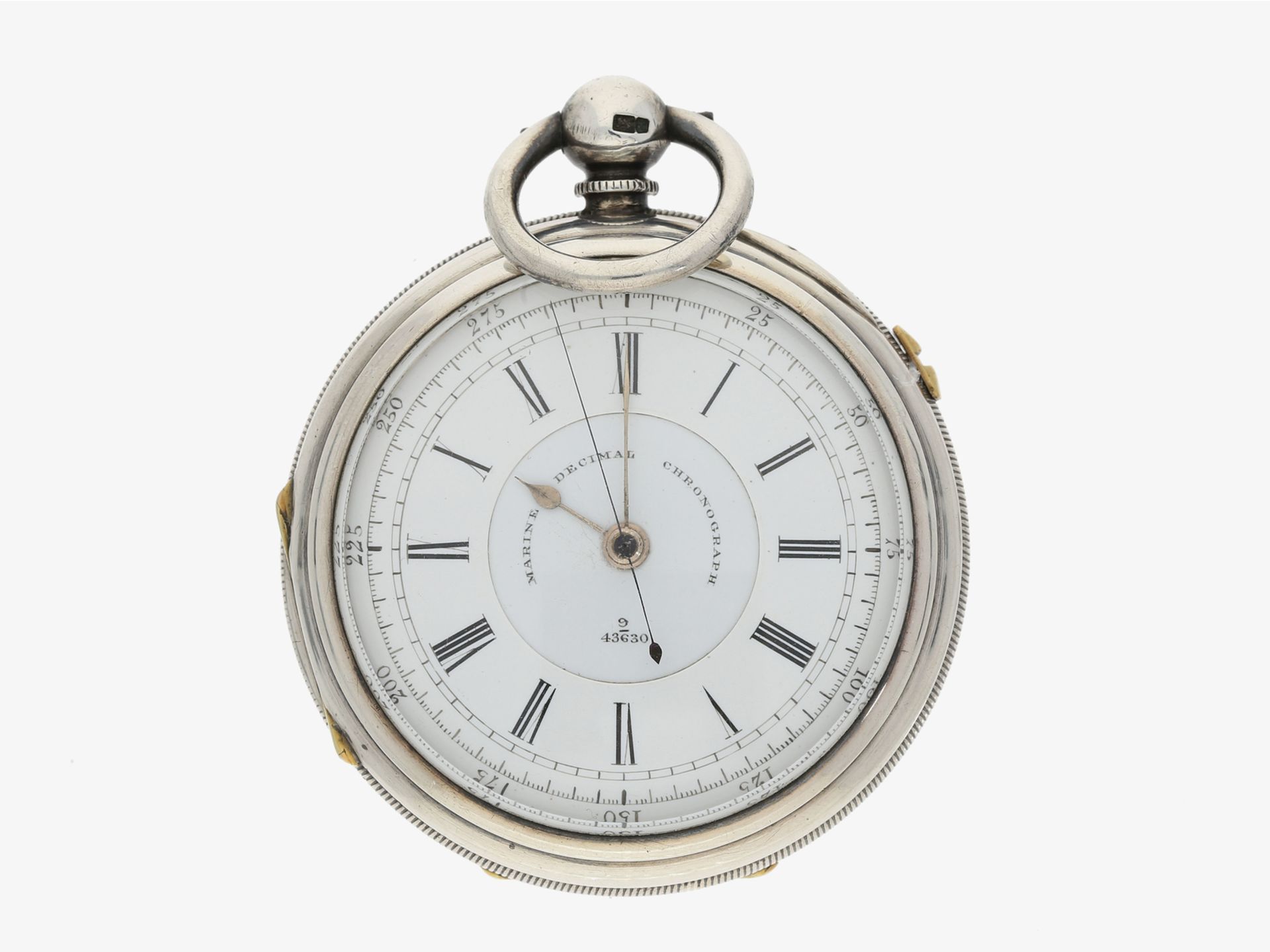 Taschenuhr: besonders schwerer englischer Marine-Chronograph, signiert J. Thomas & Co. Birmingha