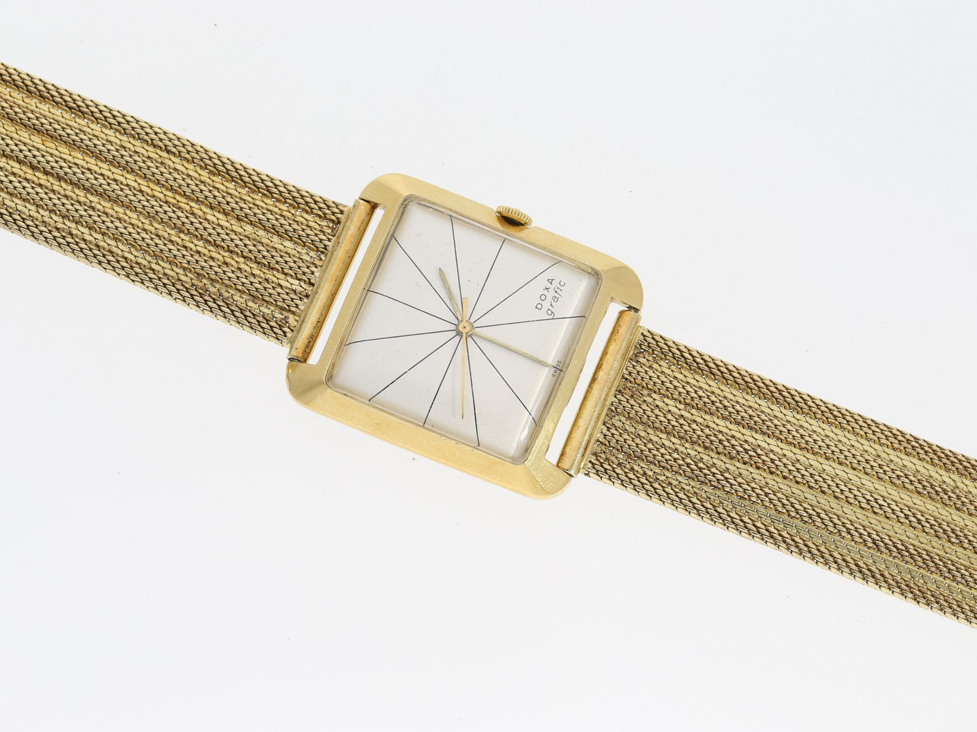 Armbanduhr: ausgefallene 18K Gold Herrenarmbanduhr Doxa "Grafic" mit passendem 14K Gold Armband, - Bild 2 aus 4
