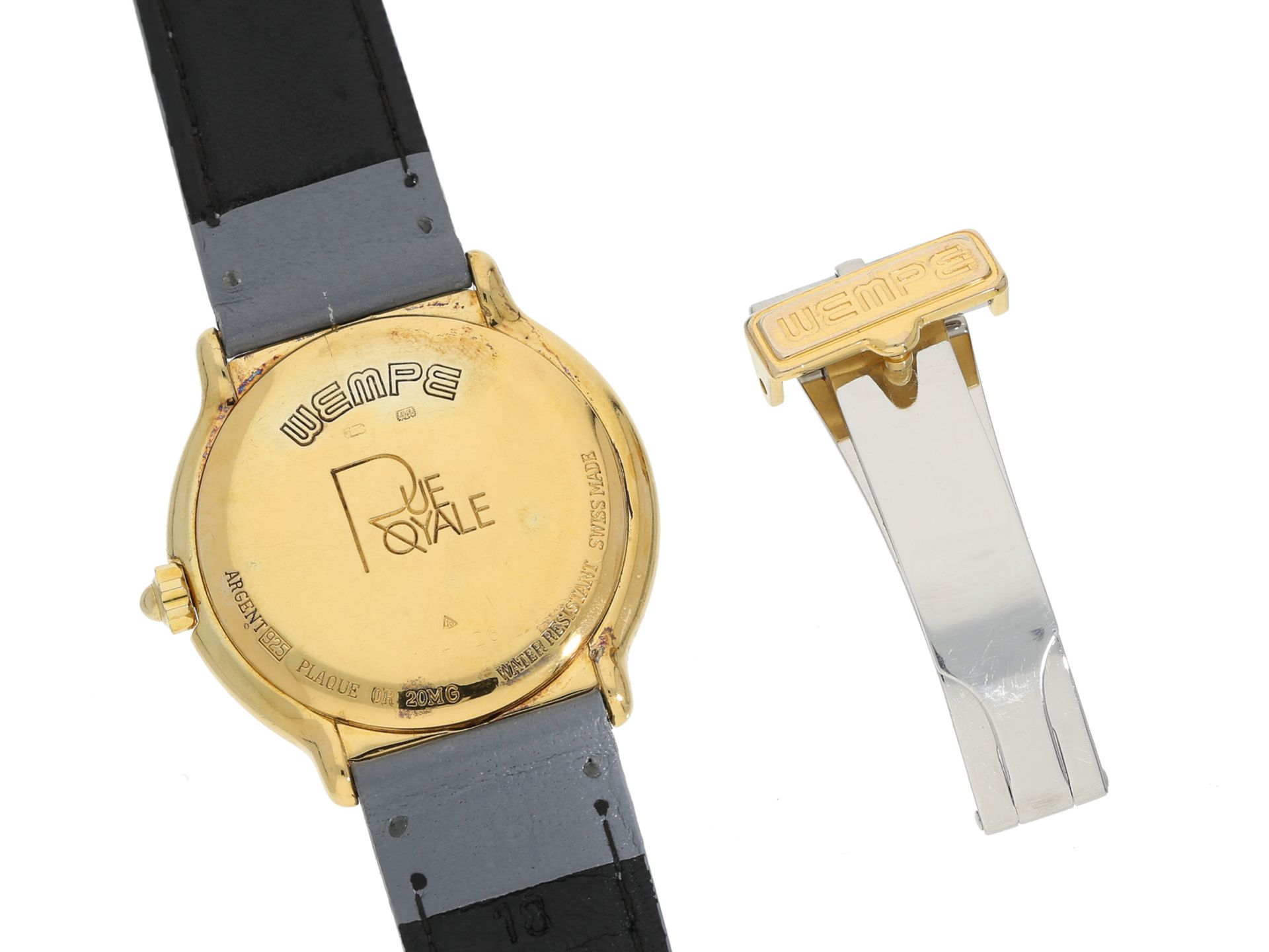Armbanduhr: automatische vintage Damenuhr, Sterlingsilber vergoldet, Wempe "Rue Royale", mit ori - Bild 2 aus 2