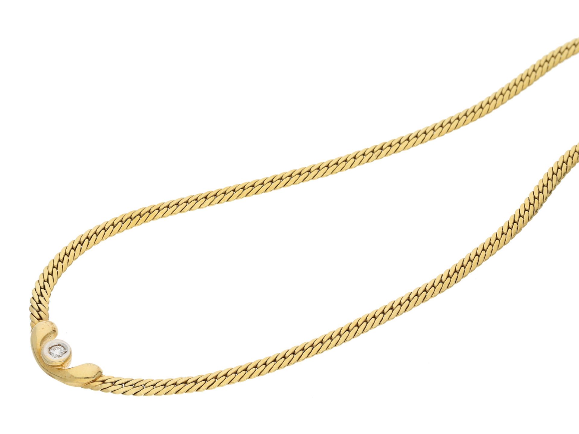 Kette/Collier: dekoratives Gelbgoldcollier mit Brillanten, ca. 0,11ct, 14K GoldCa. 43c