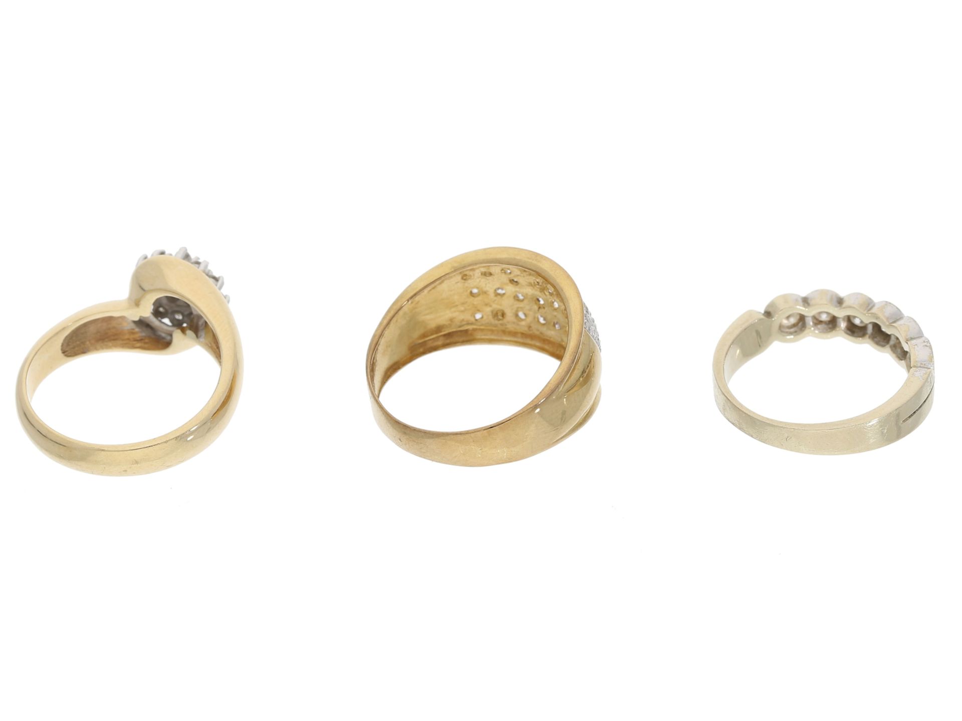 Ring: kleines Konvolut vintage Damenringe, 14K/8K Gold, überwiegend mit BrillantenBes - Bild 2 aus 2