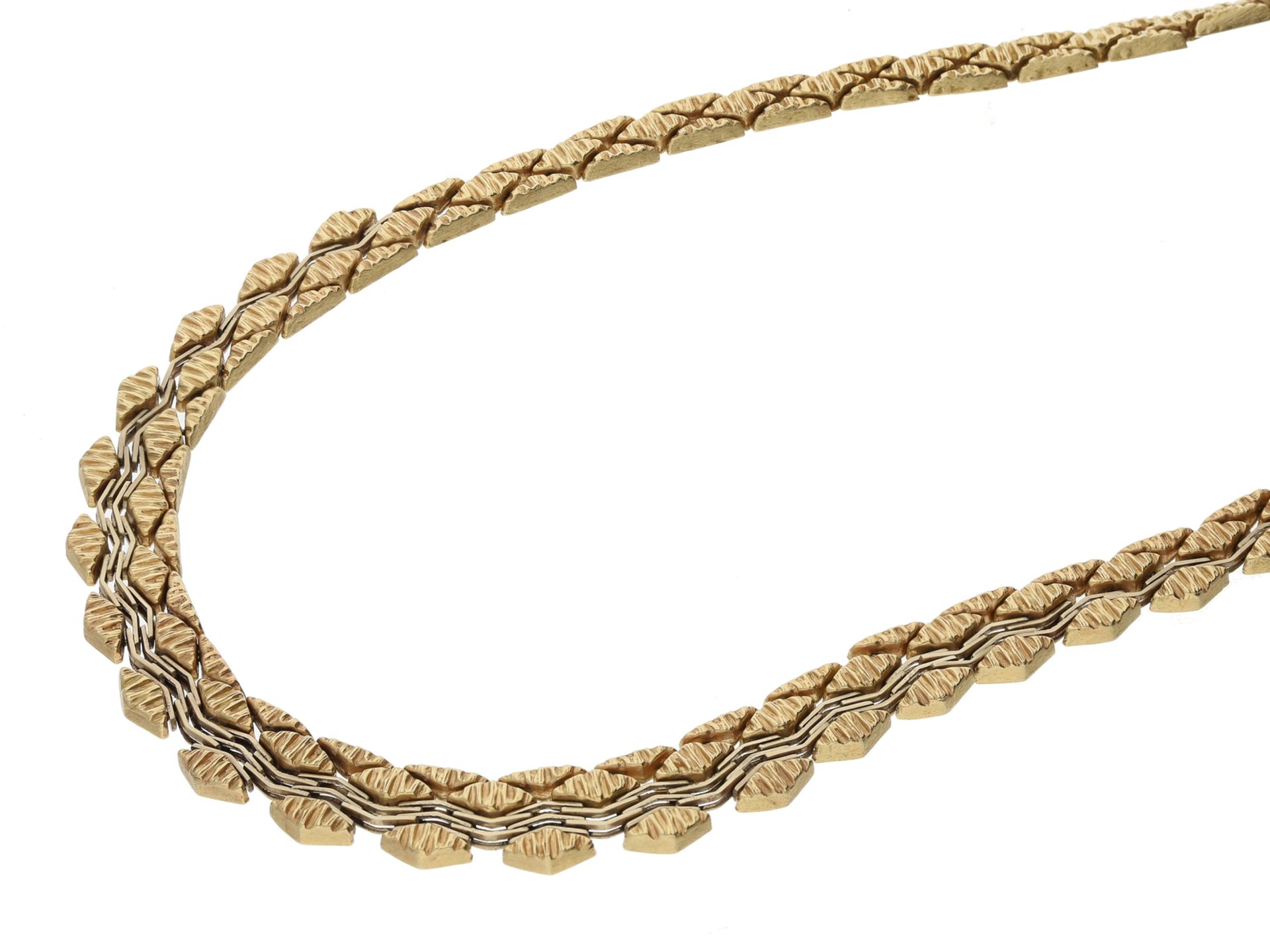 Kette/Collier: handgearbeitetes, sehr ungewöhnliches Goldschmiedecollier, 14K GoldCa.