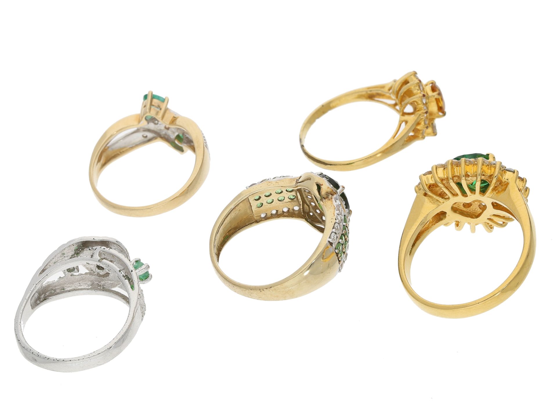 Ring: Konvolut vintage Damenringe, Gold/Silber/vergoldetBestehend aus 5 Ringen, RG 53- - Bild 2 aus 2