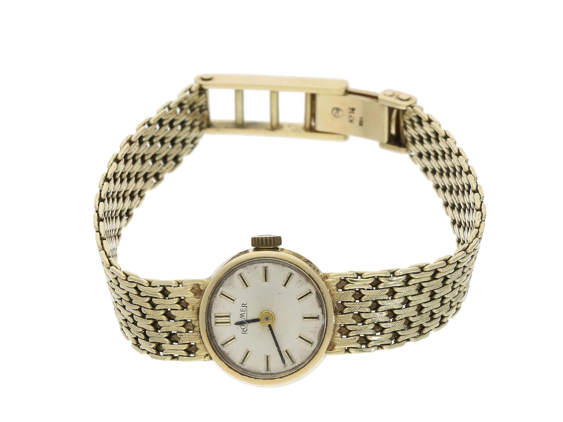 Armbanduhr: goldene vintage Armbanduhr der Marke "Roamer" 14K GoldCa. 23g, 14K Gelbgol