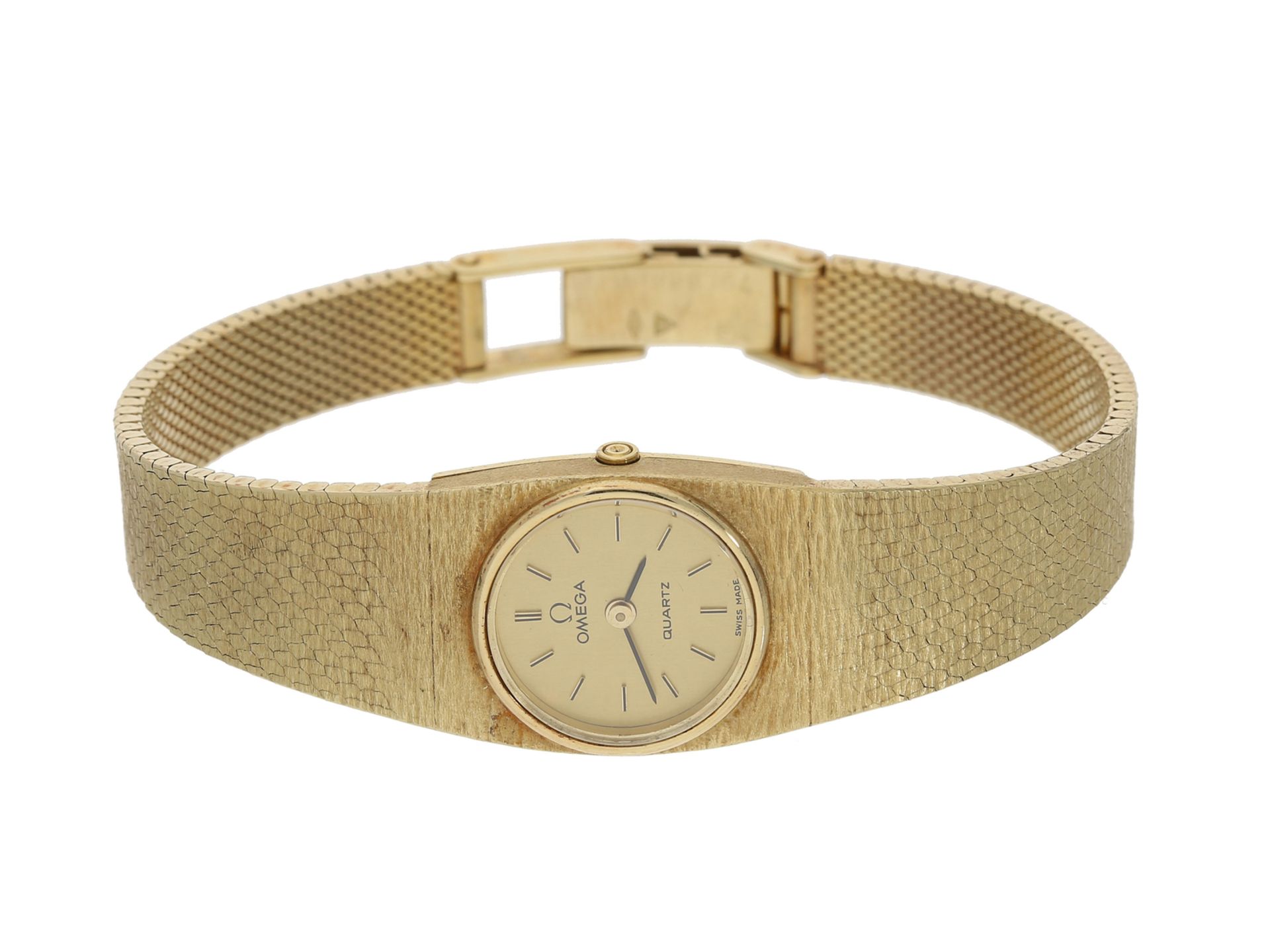 Armbanduhr: goldene vintage Damenuhr der Marke "Omega", 14K GoldCa. 16,5cm lang, ca. 3